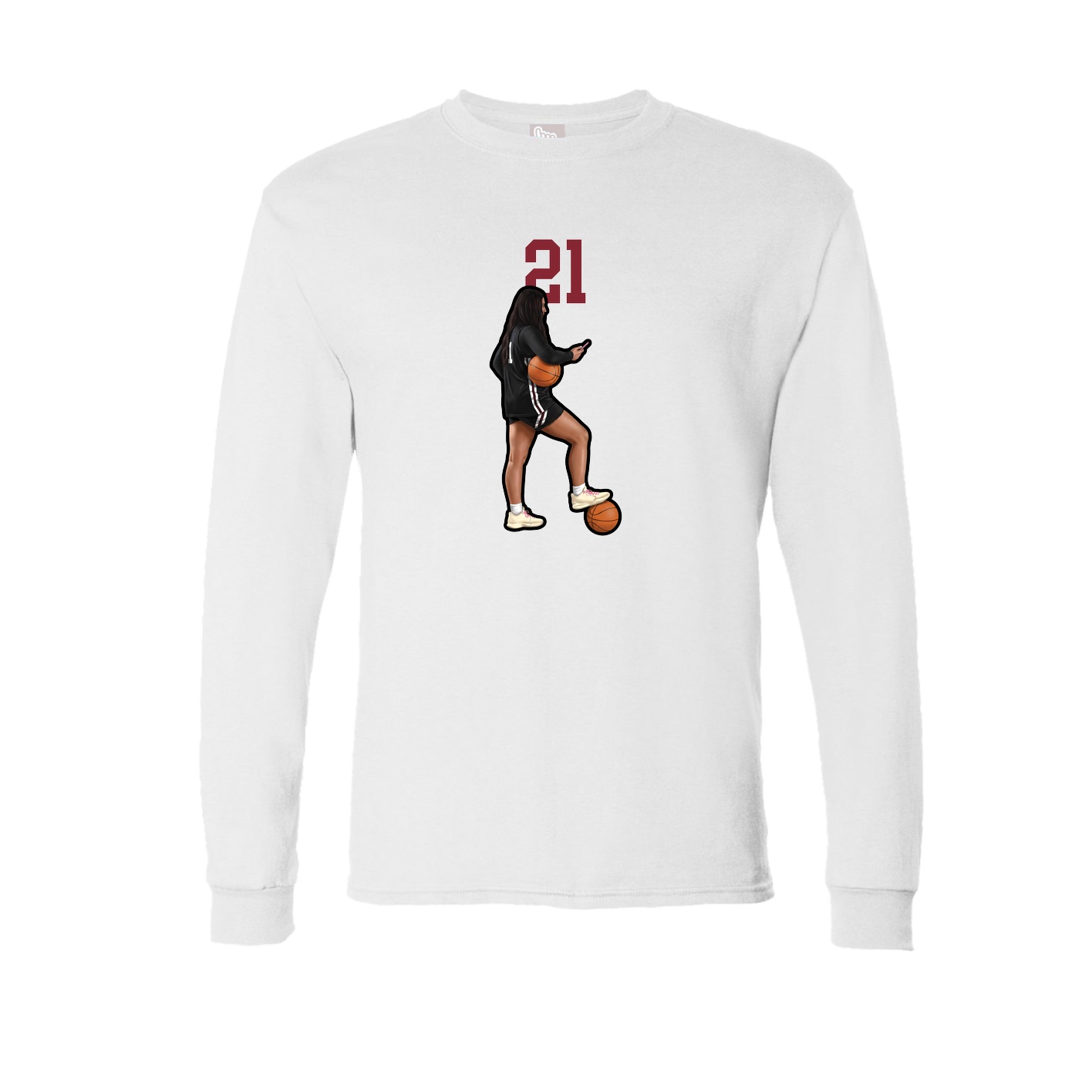 Long Sleeve Tee — Number Top in White