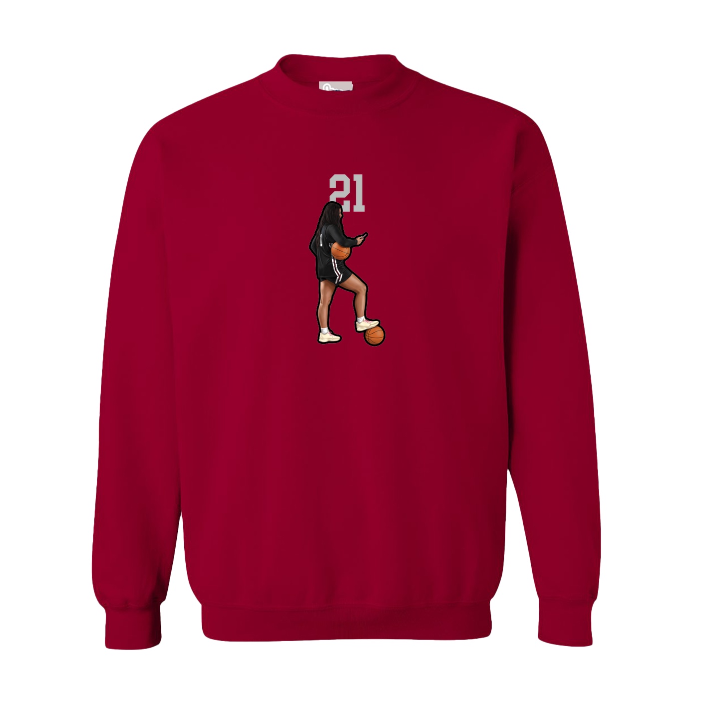 Fleece Crew — Number Top in Cardinal