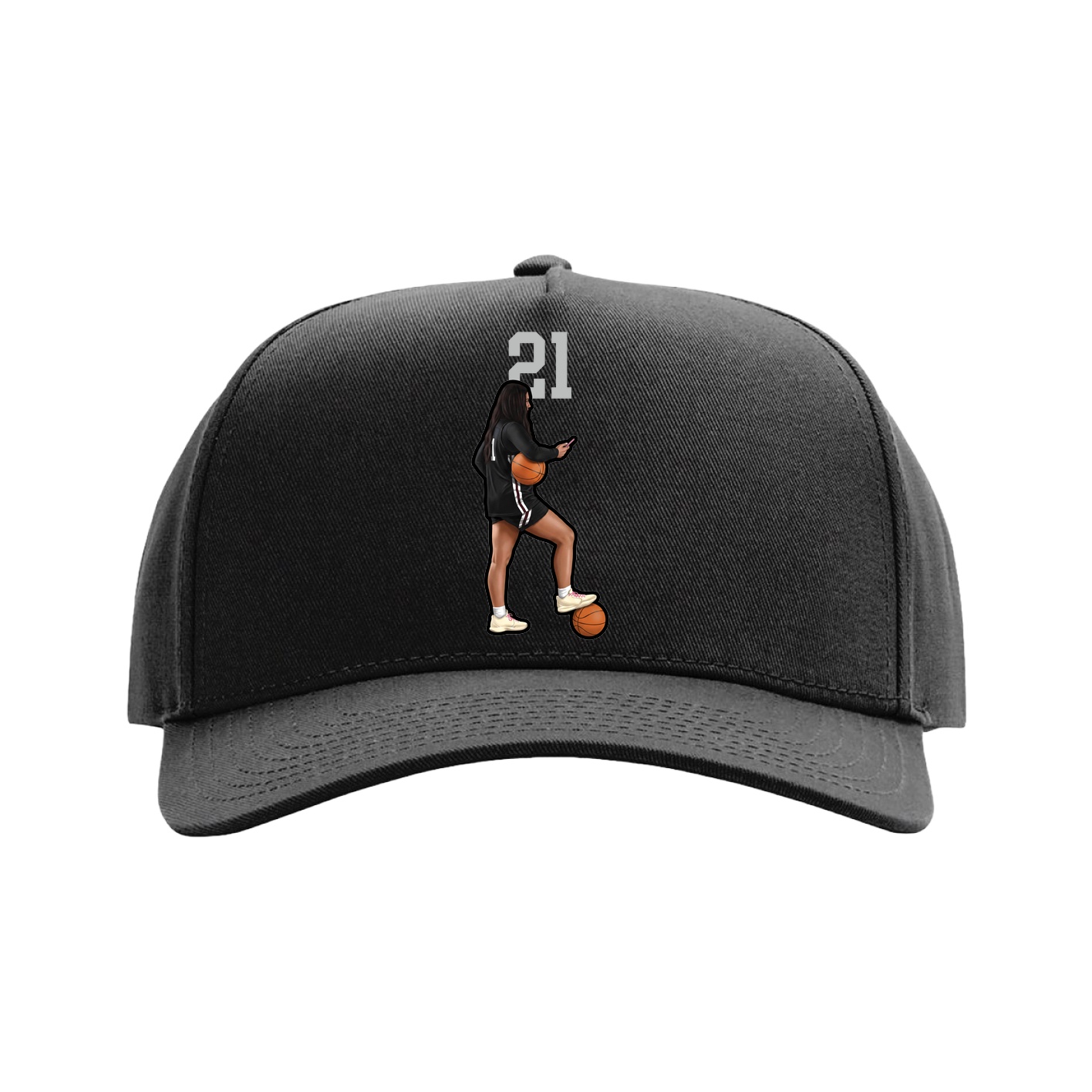 Full Fabric Five-Panel Champ Cap — Number Top in Black