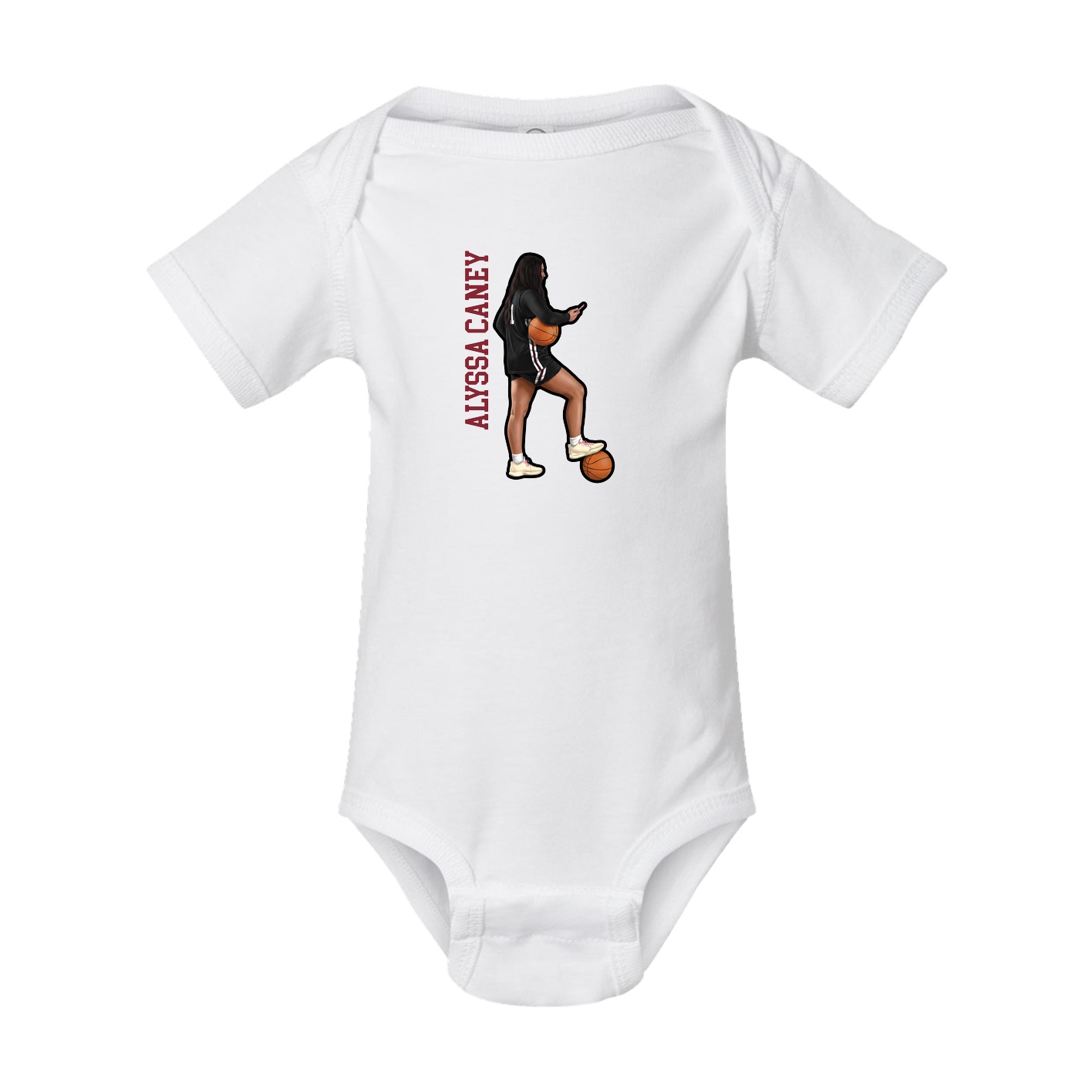 Baby Onesie — Name Vertical in White