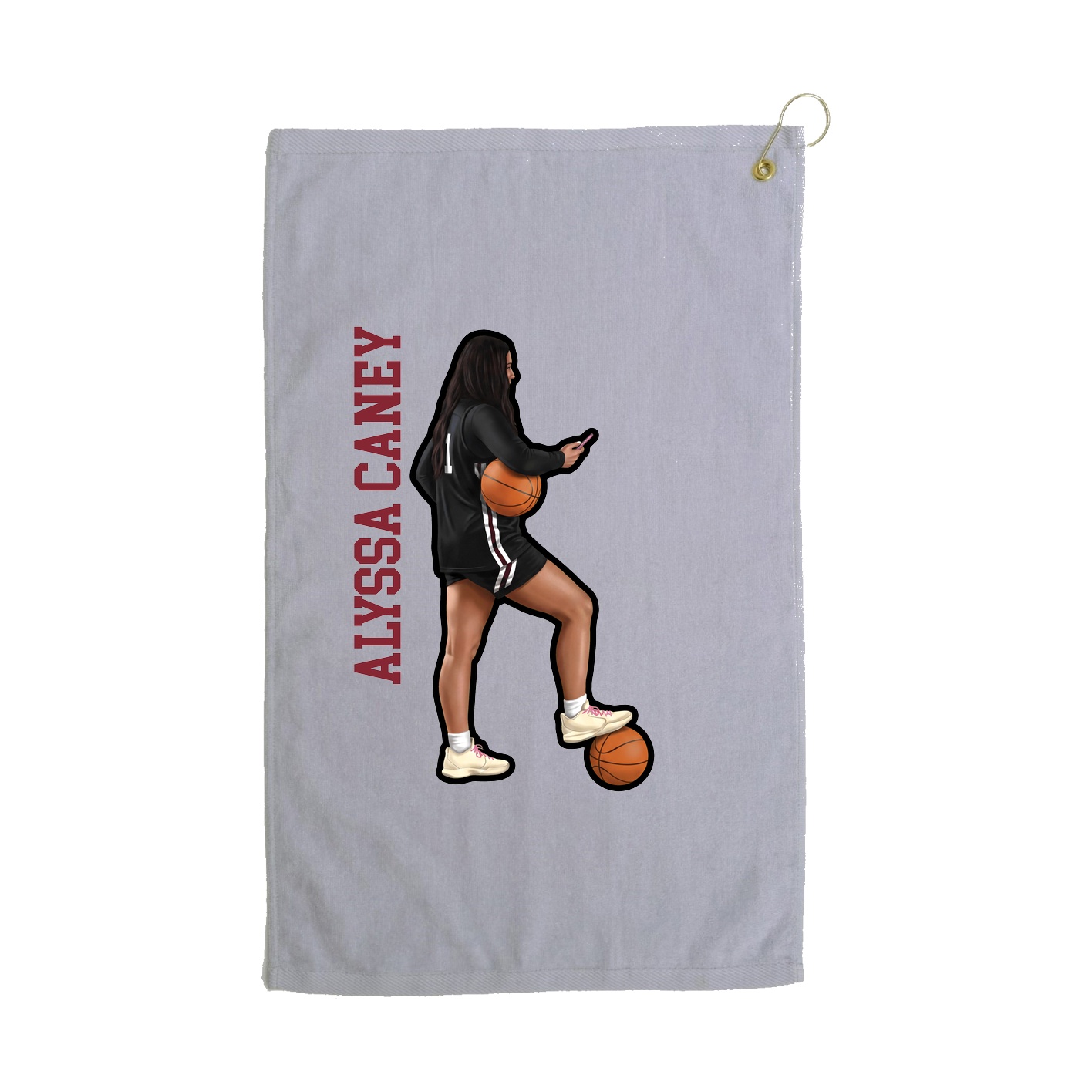 Golf Towel — Name Vertical in Grey