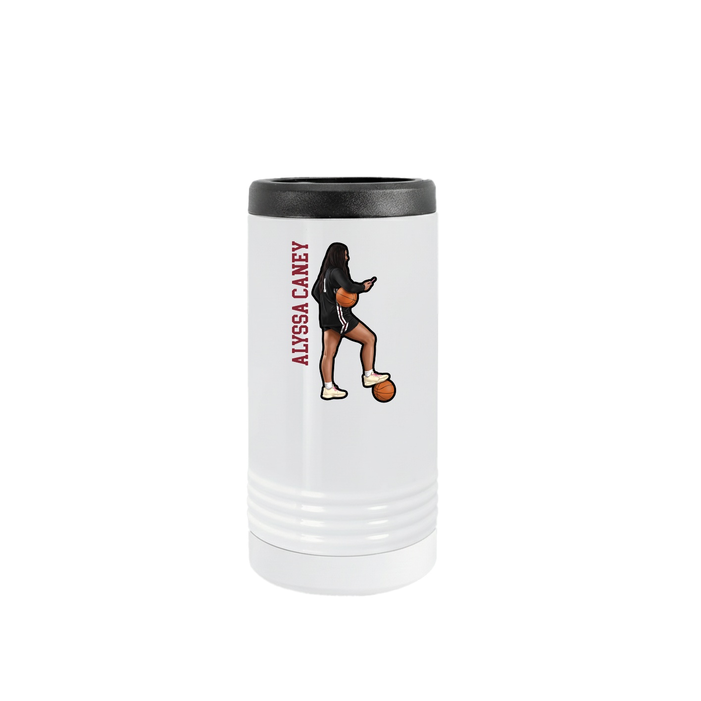 Slim Beverage Holder — Name Vertical in White