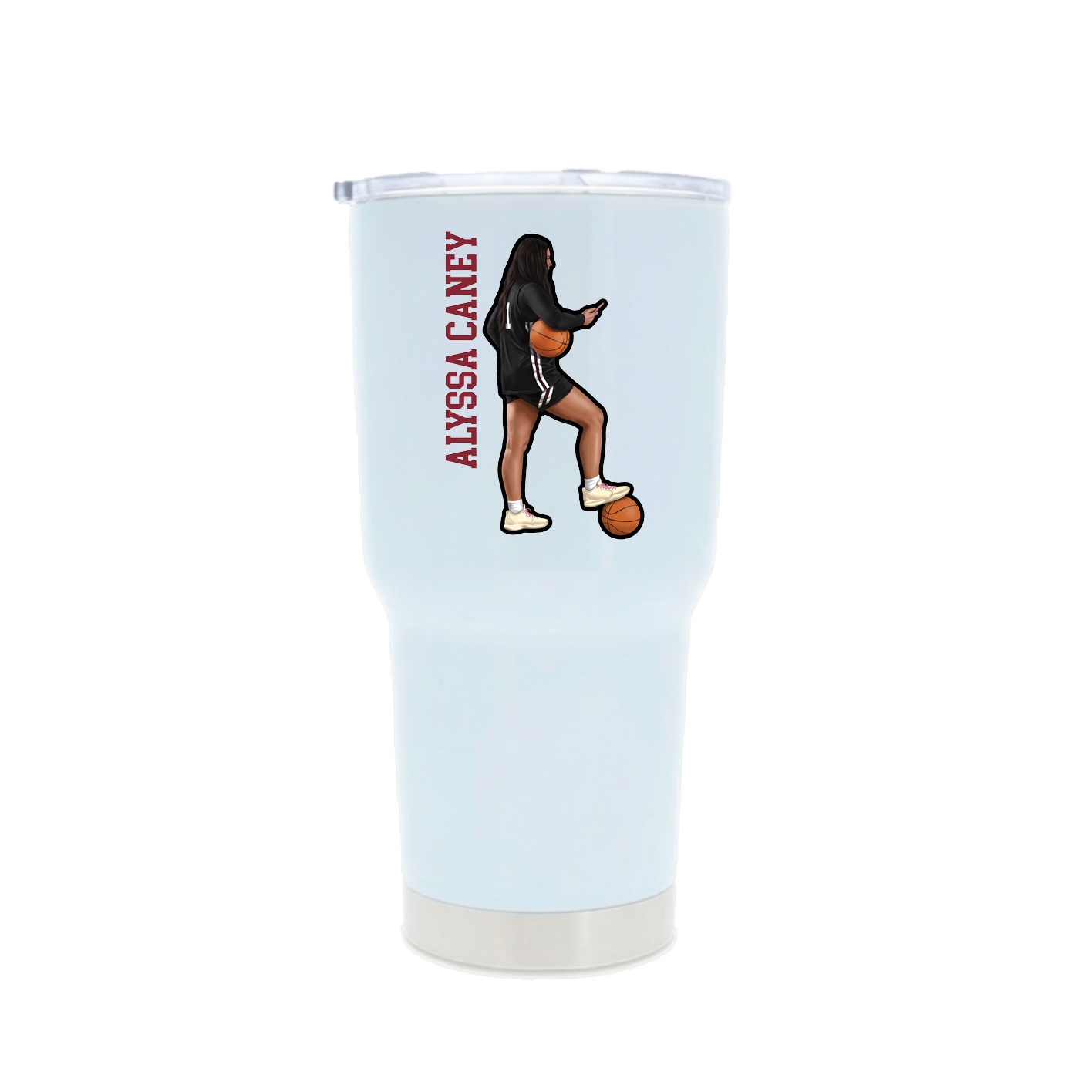 30oz Stainless Steel Tumbler — Name Vertical in White