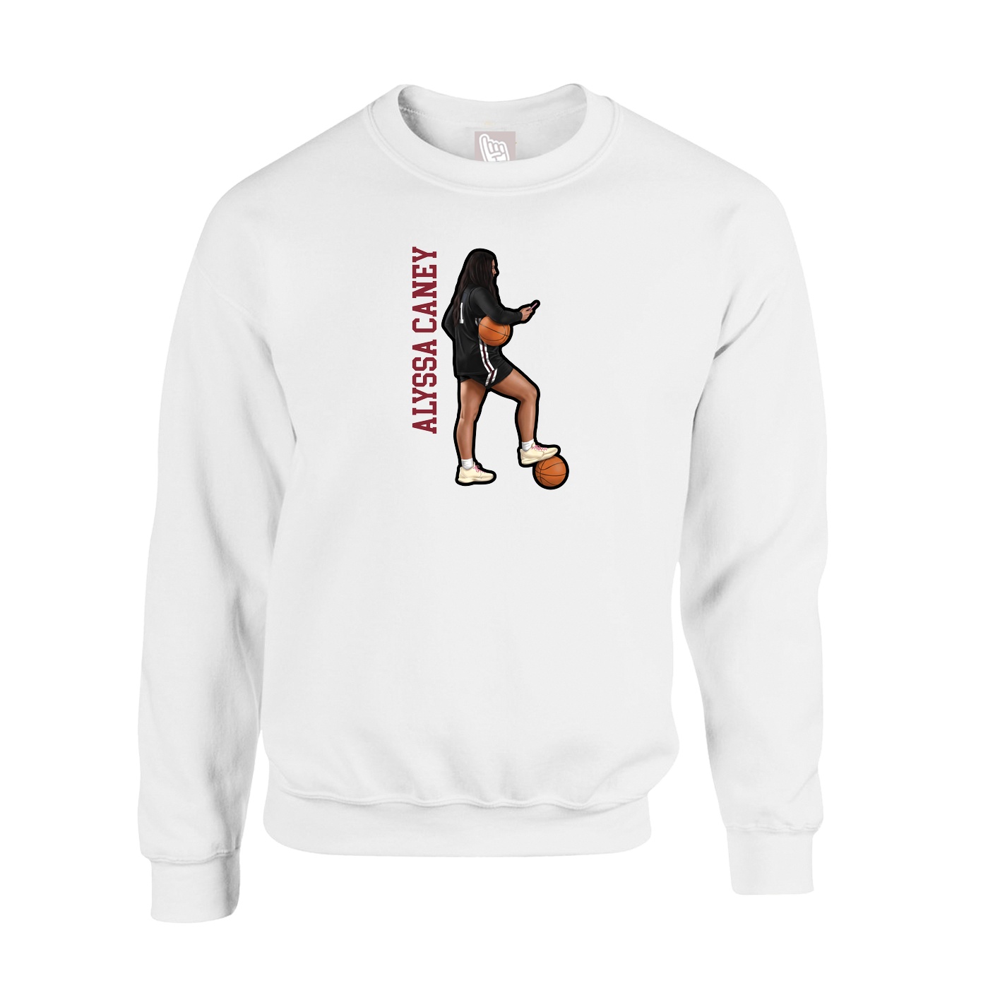 Fleece Crew — Name Vertical in White