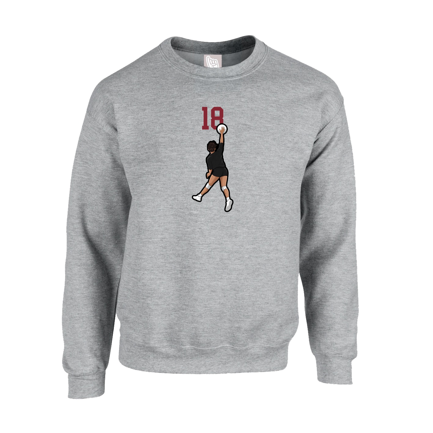 Fleece Crew — Number Top in Grey
