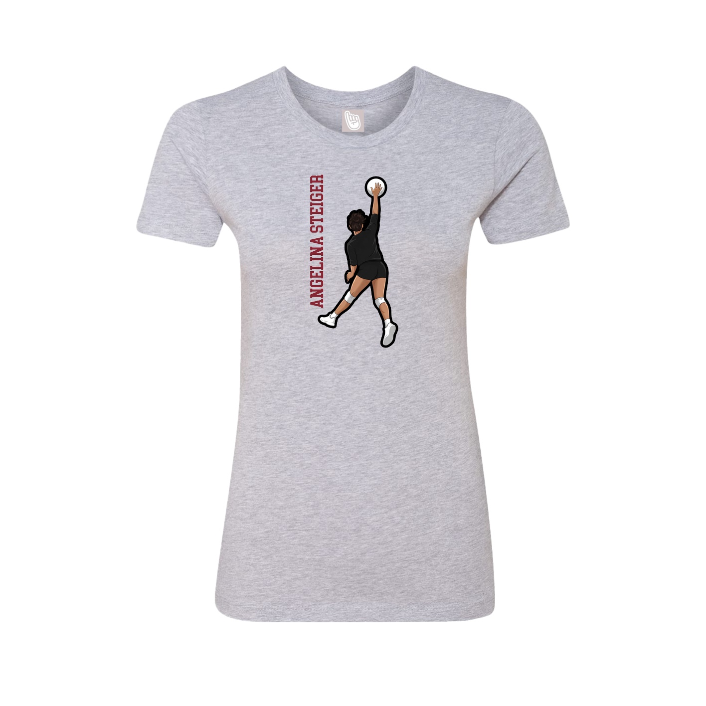 Fitted Women's Tee — Name Vertical in Grey