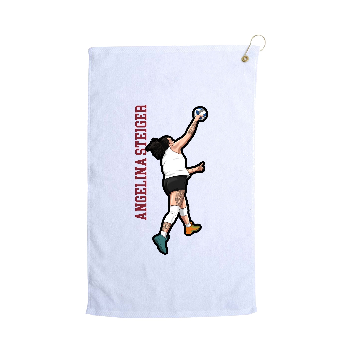 Golf Towel — Name Vertical in White