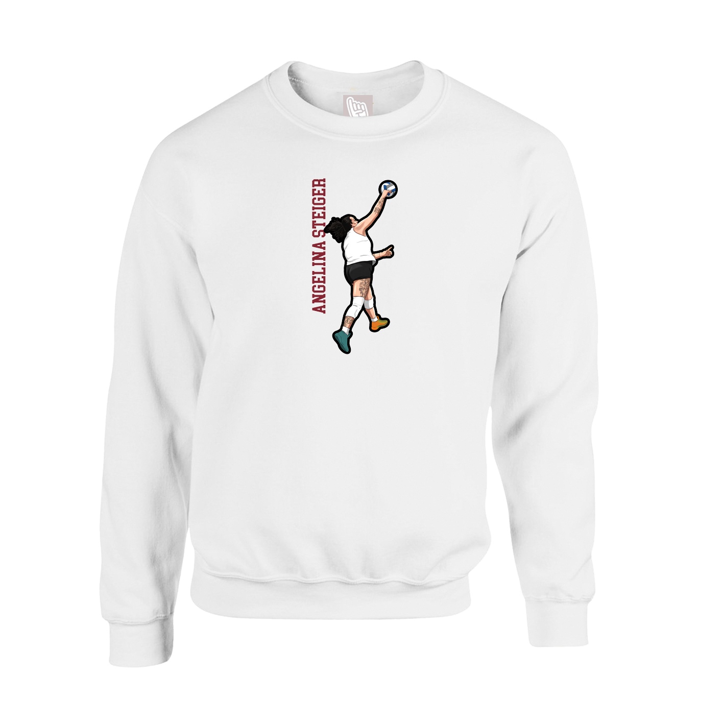 Fleece Crew — Name Vertical in White