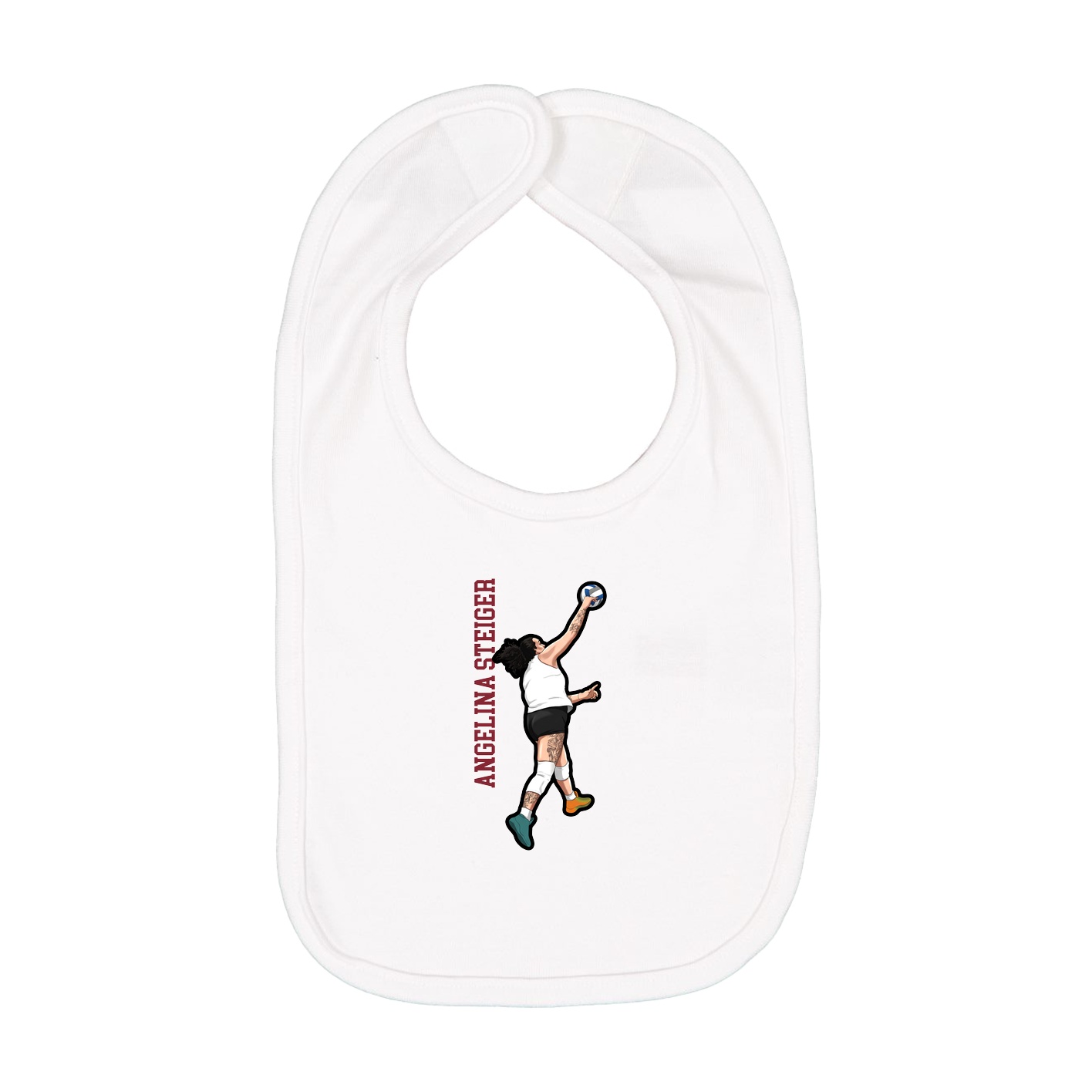 Infant Bib — Name Vertical in White