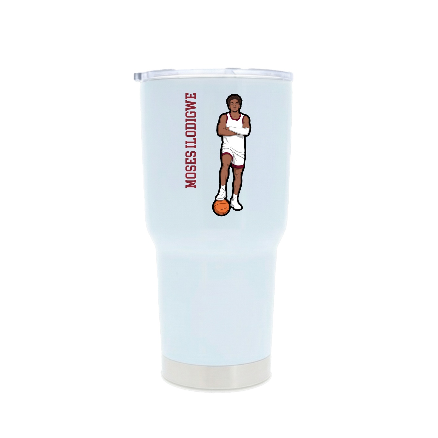 30oz Stainless Steel Tumbler — Name Vertical in White
