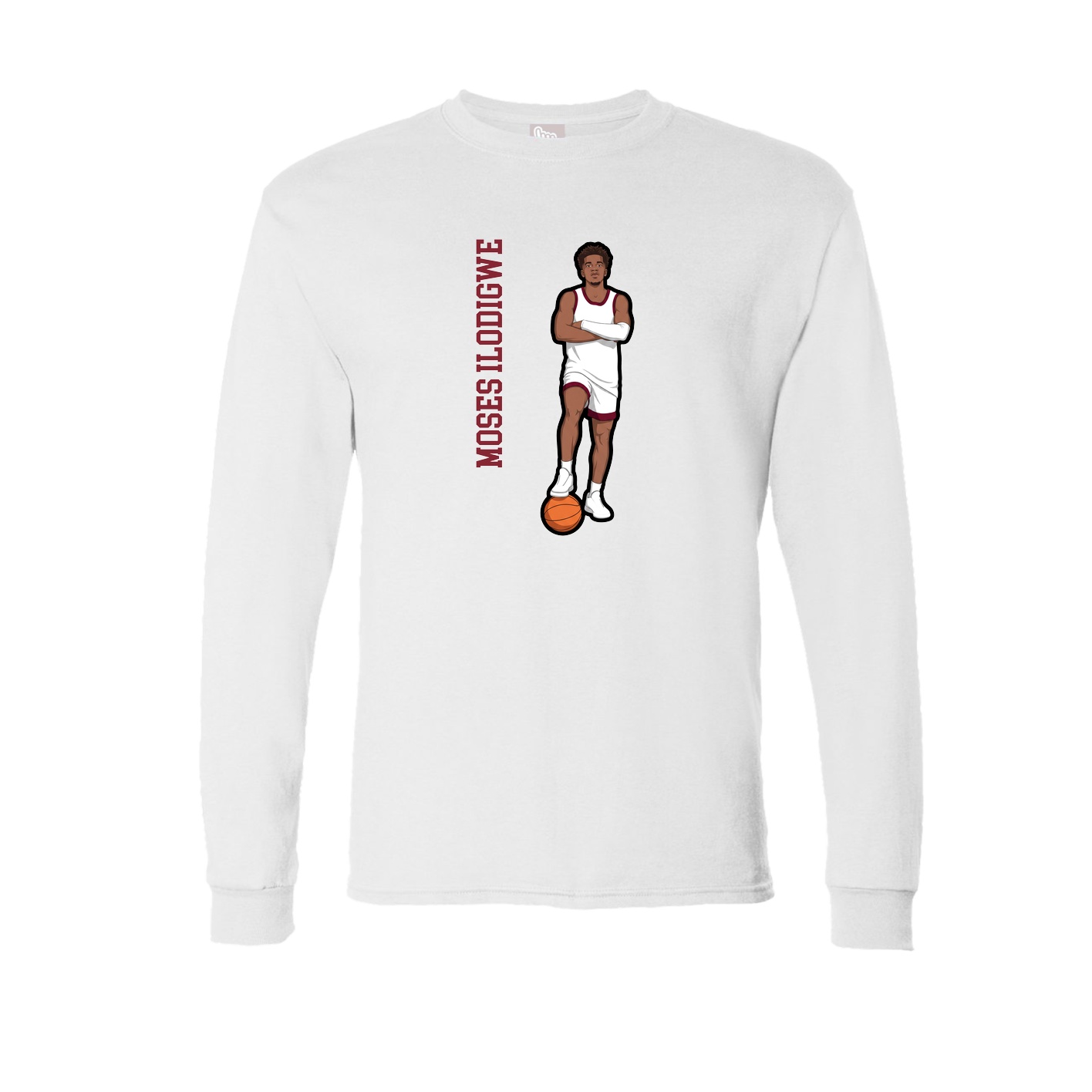 Long Sleeve Tee — Name Vertical in White