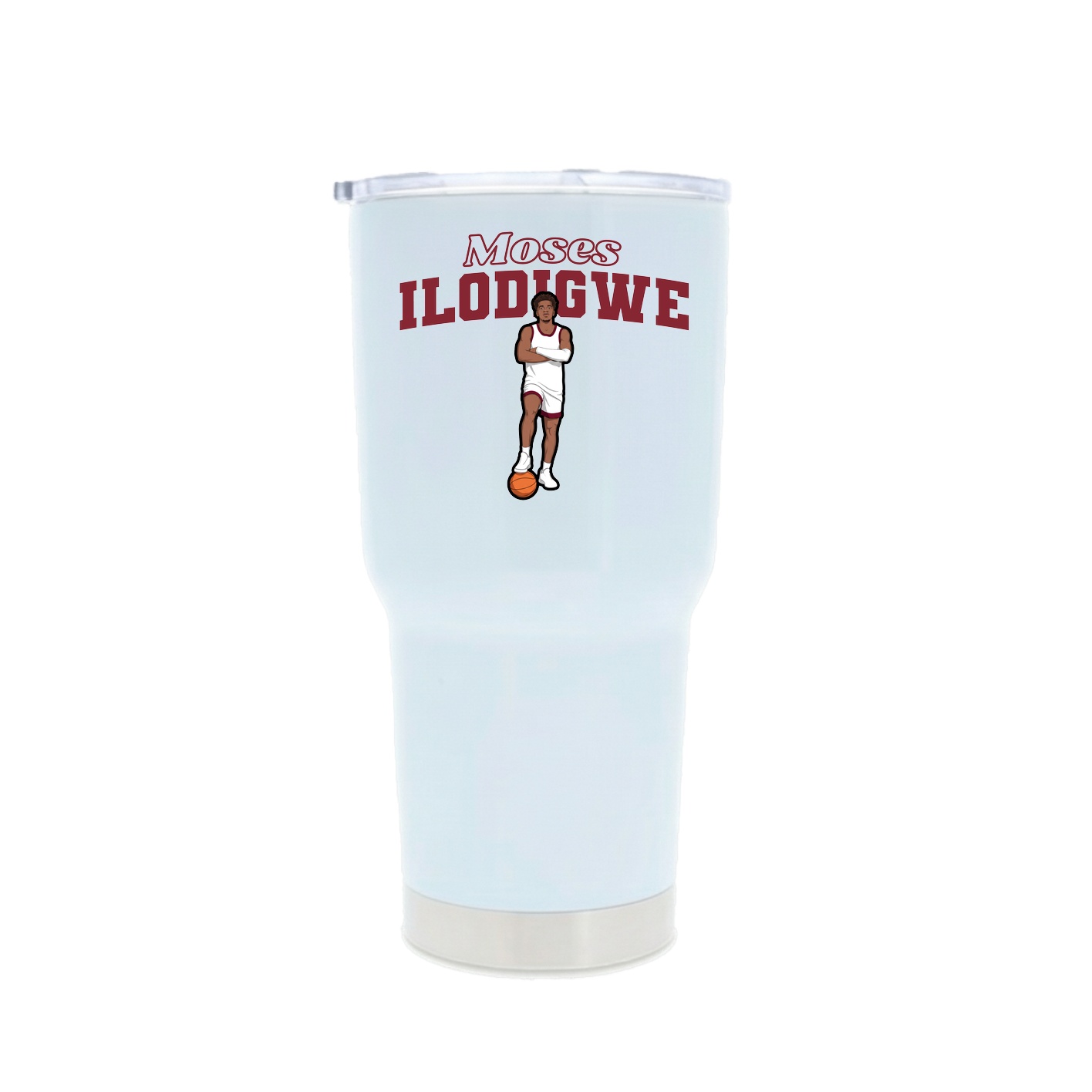 30oz Stainless Steel Tumbler — Name Arch in White