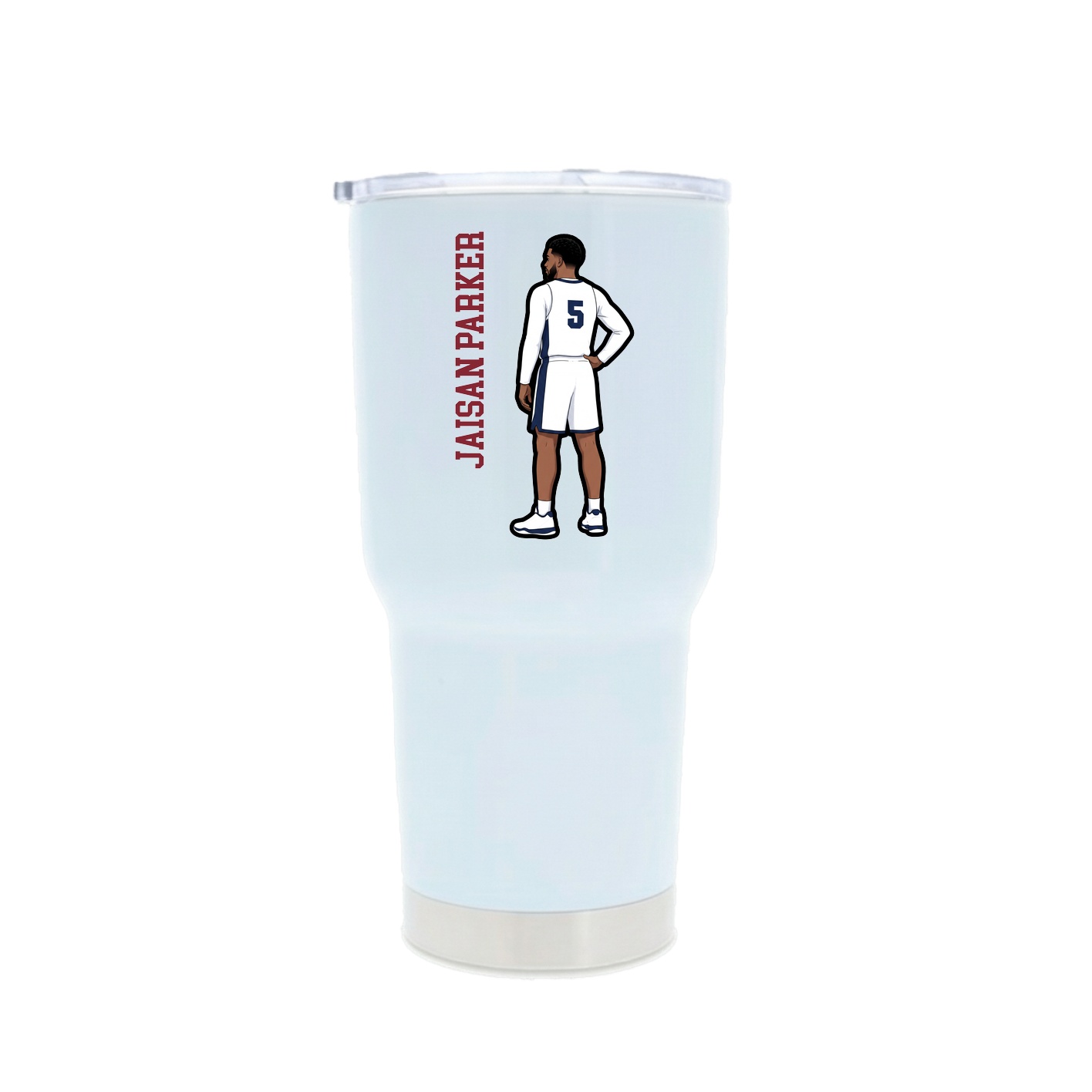 30oz Stainless Steel Tumbler — Name Vertical in White