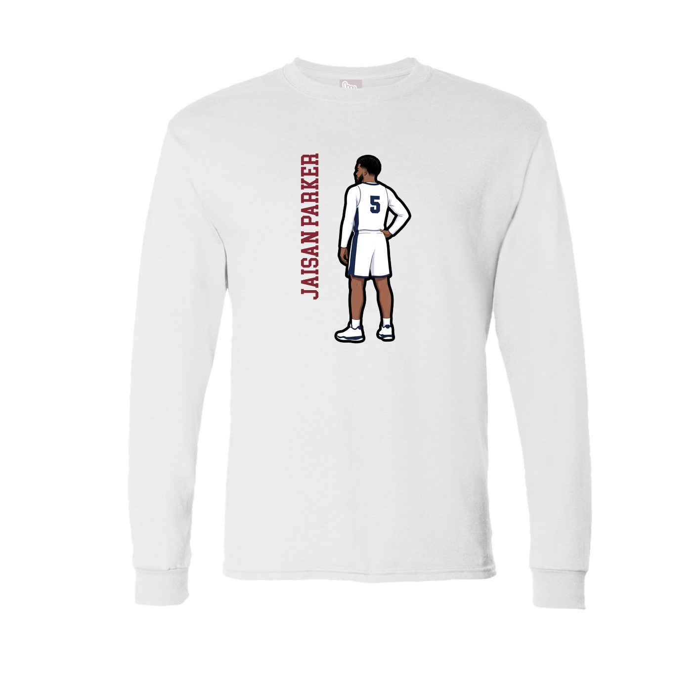 Long Sleeve Tee — Name Vertical in White