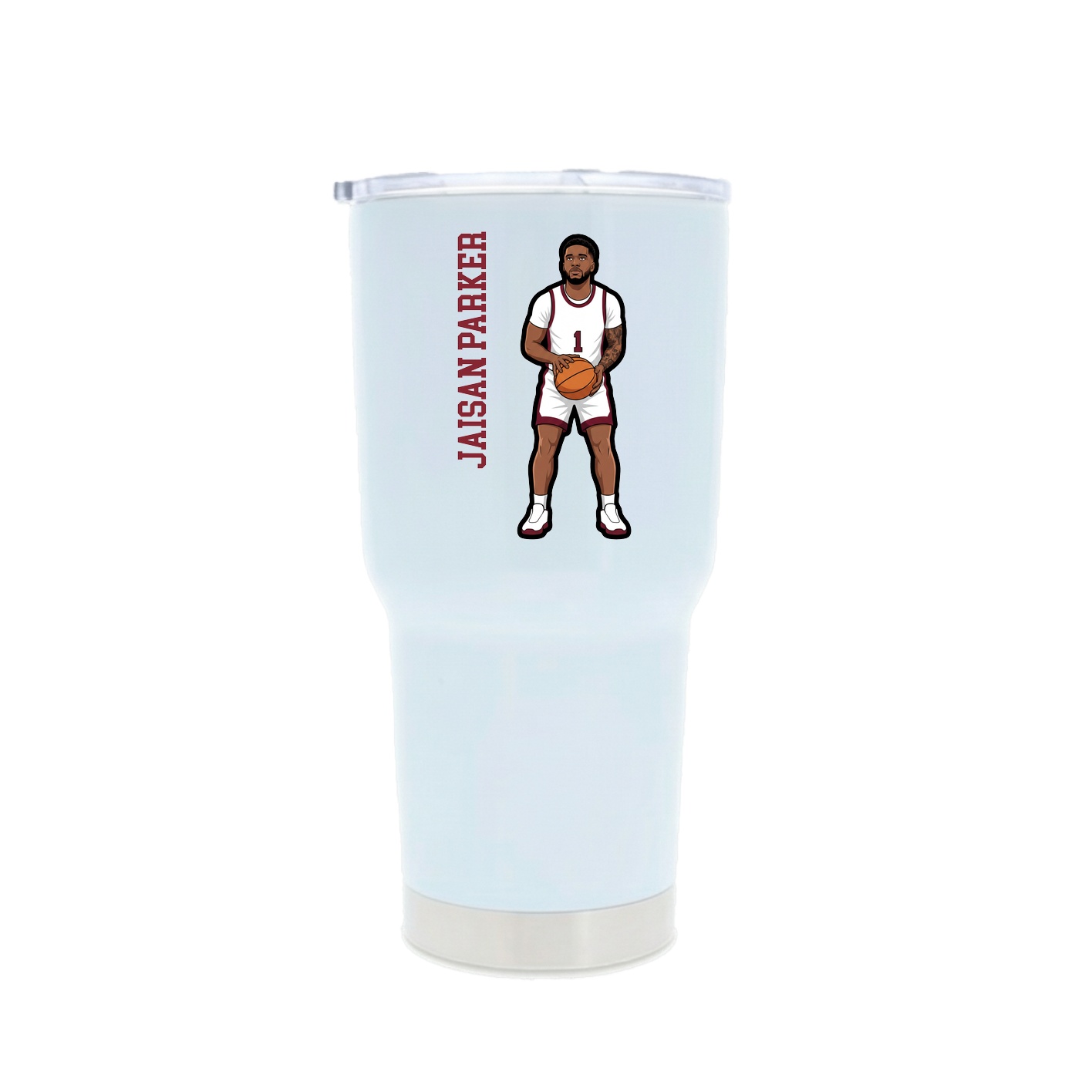 30oz Stainless Steel Tumbler — Name Vertical in White