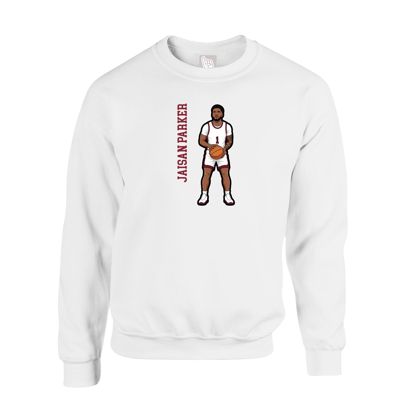 Fleece Crew — Name Vertical in White