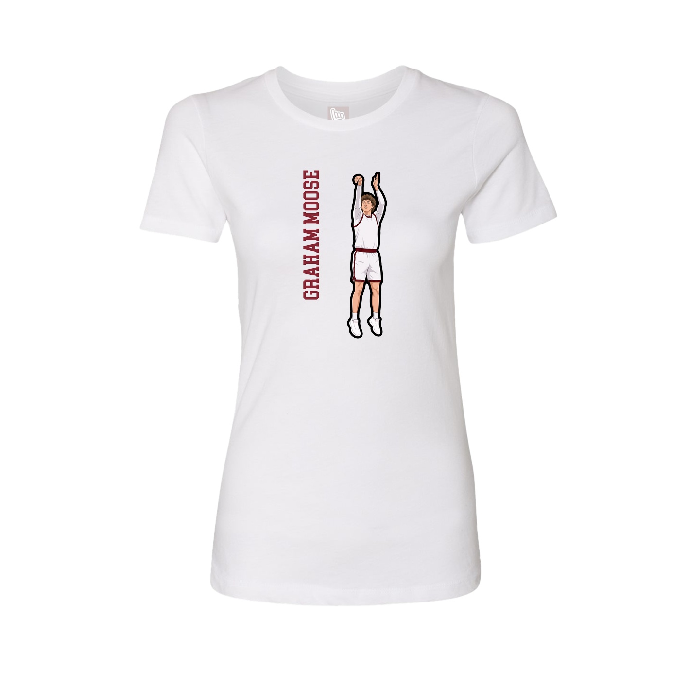 Fitted Women's Tee — Name Vertical in White