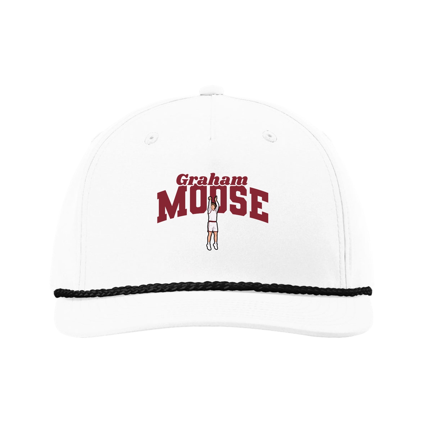 Five-Panel Classic Rope Cap — Signature Arch in White