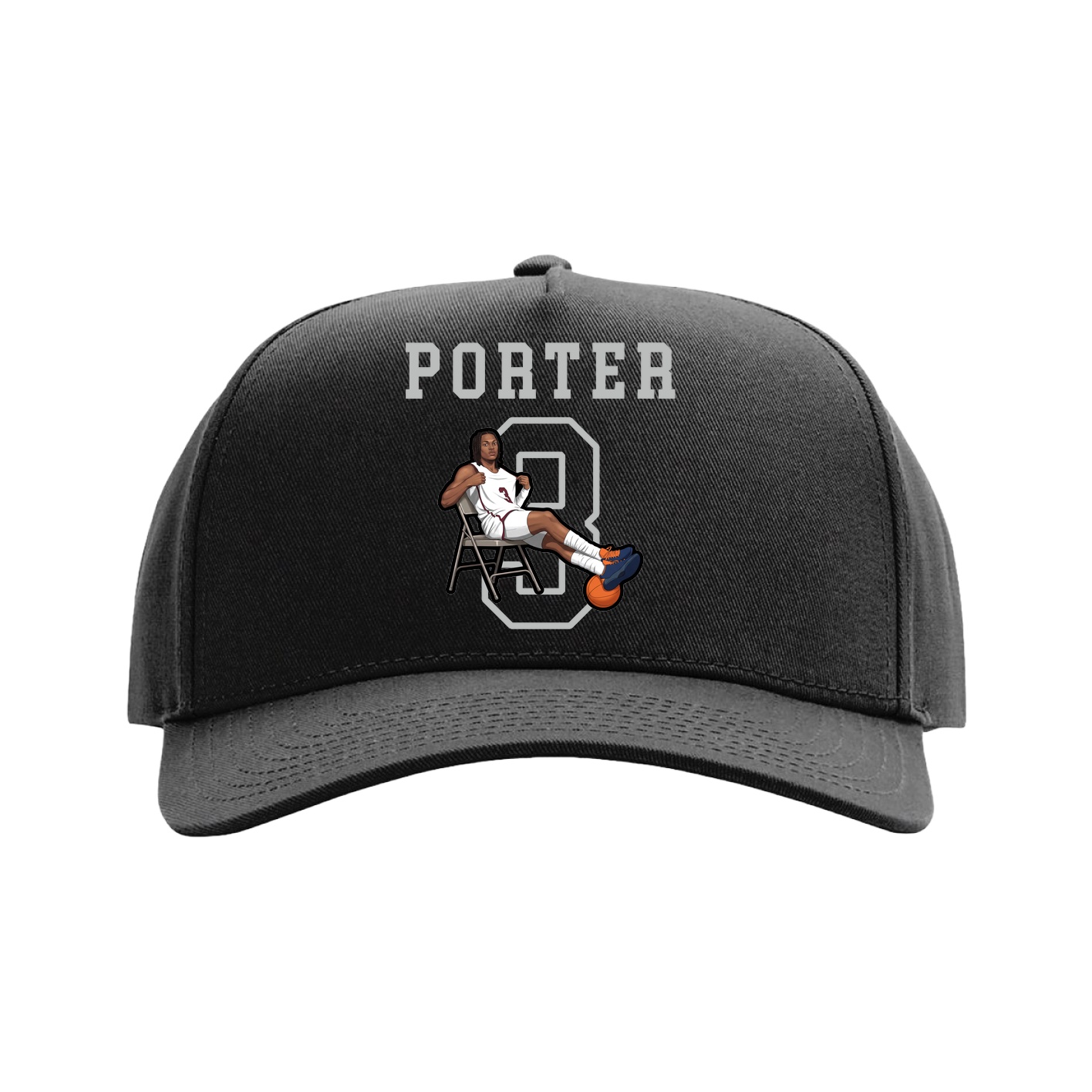 Full Fabric Five-Panel Champ Cap — Shirsey in Black