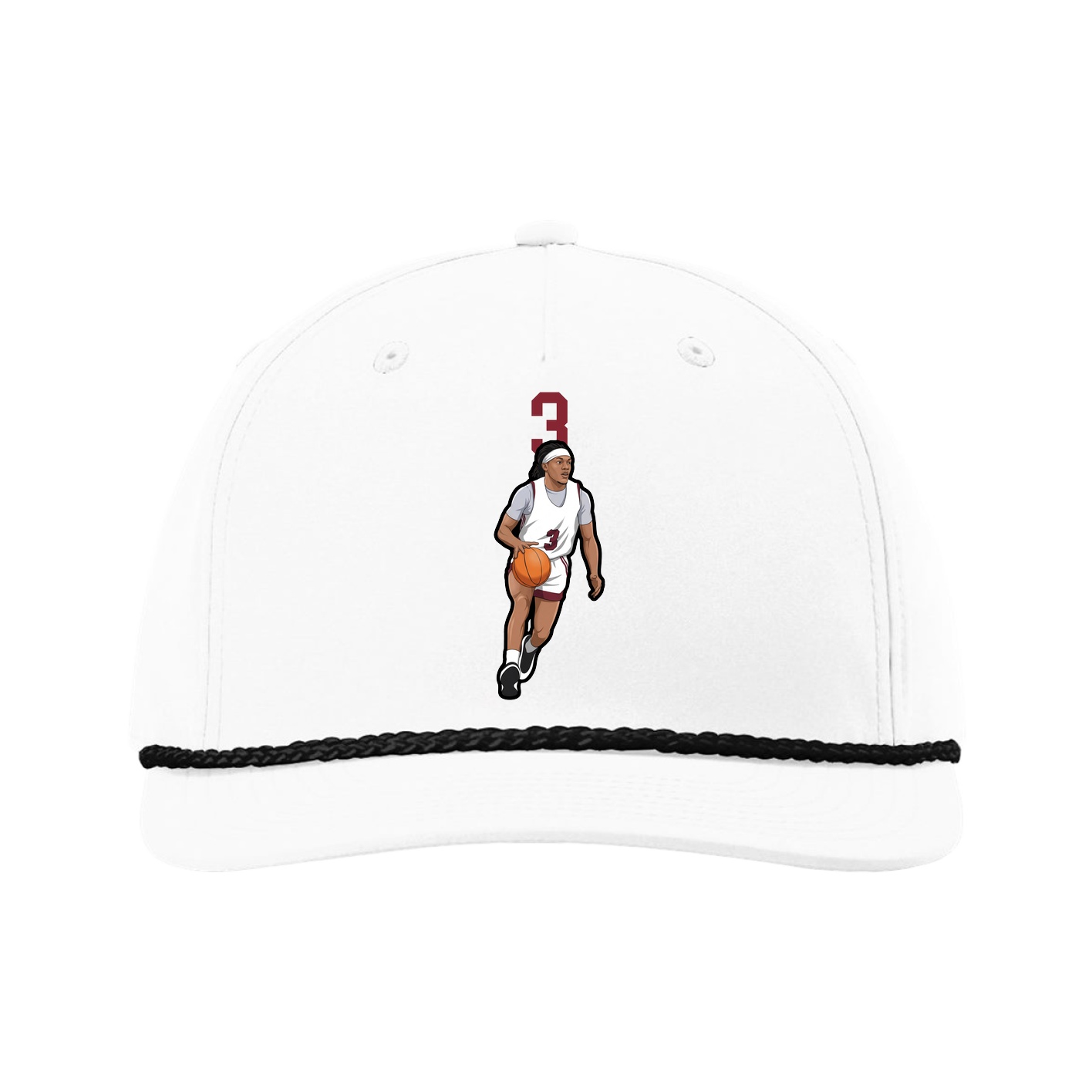 Five-Panel Classic Rope Cap — Number Top in White
