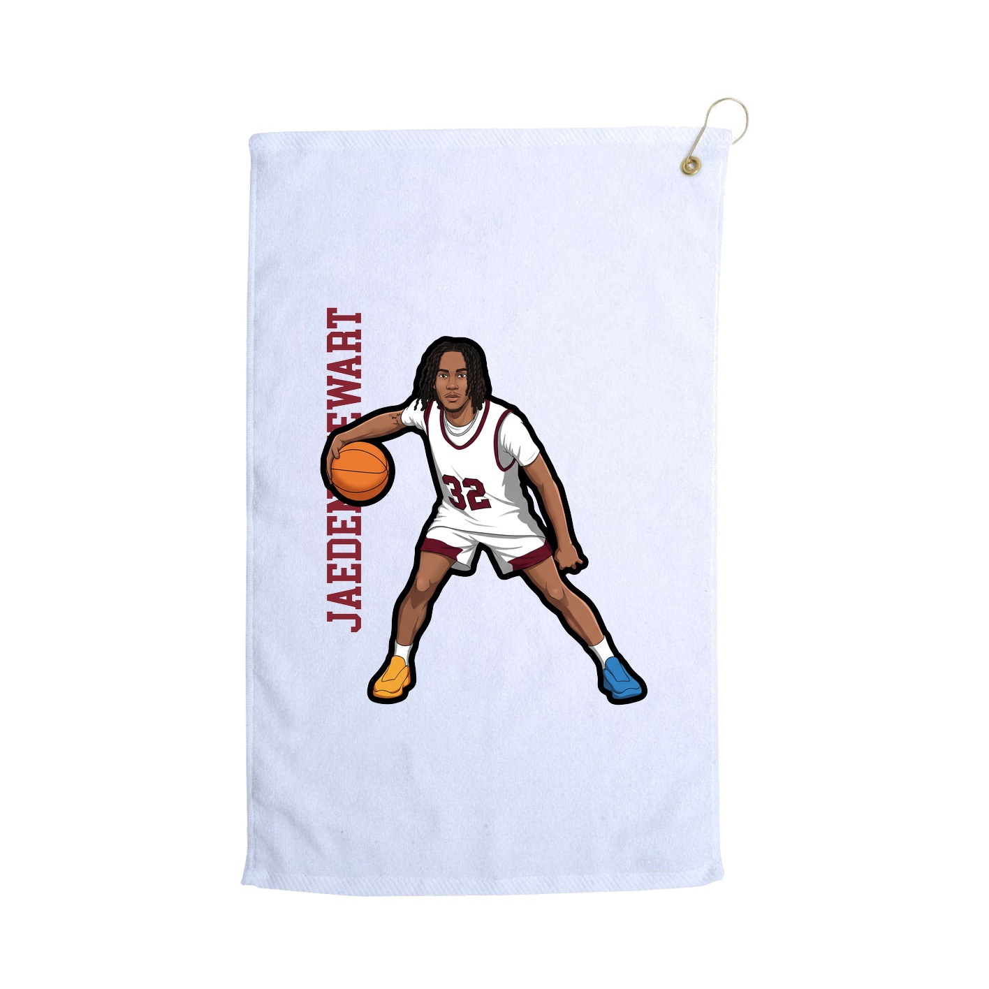Golf Towel — Name Vertical in White