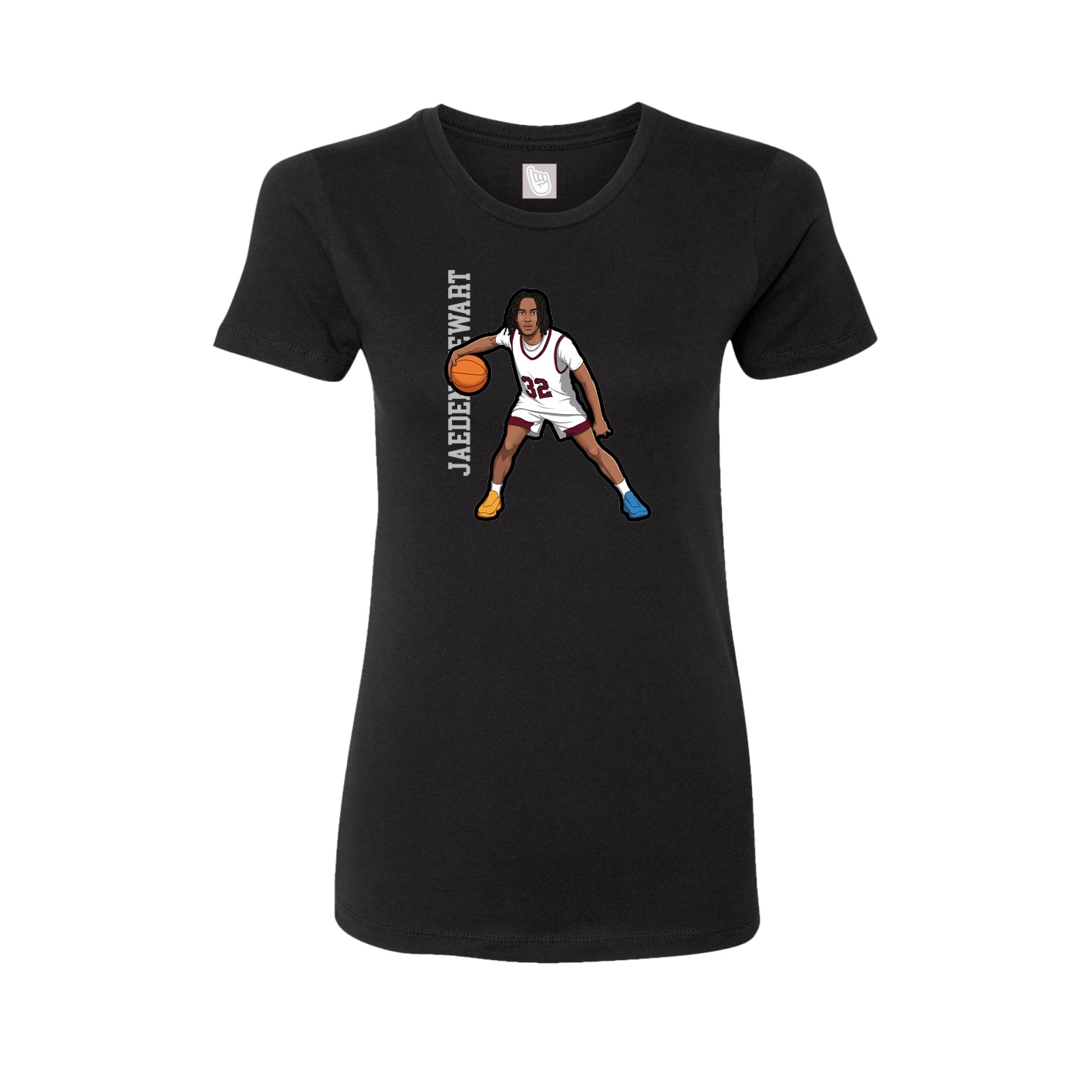 Fitted Women's Tee — Name Vertical in Black