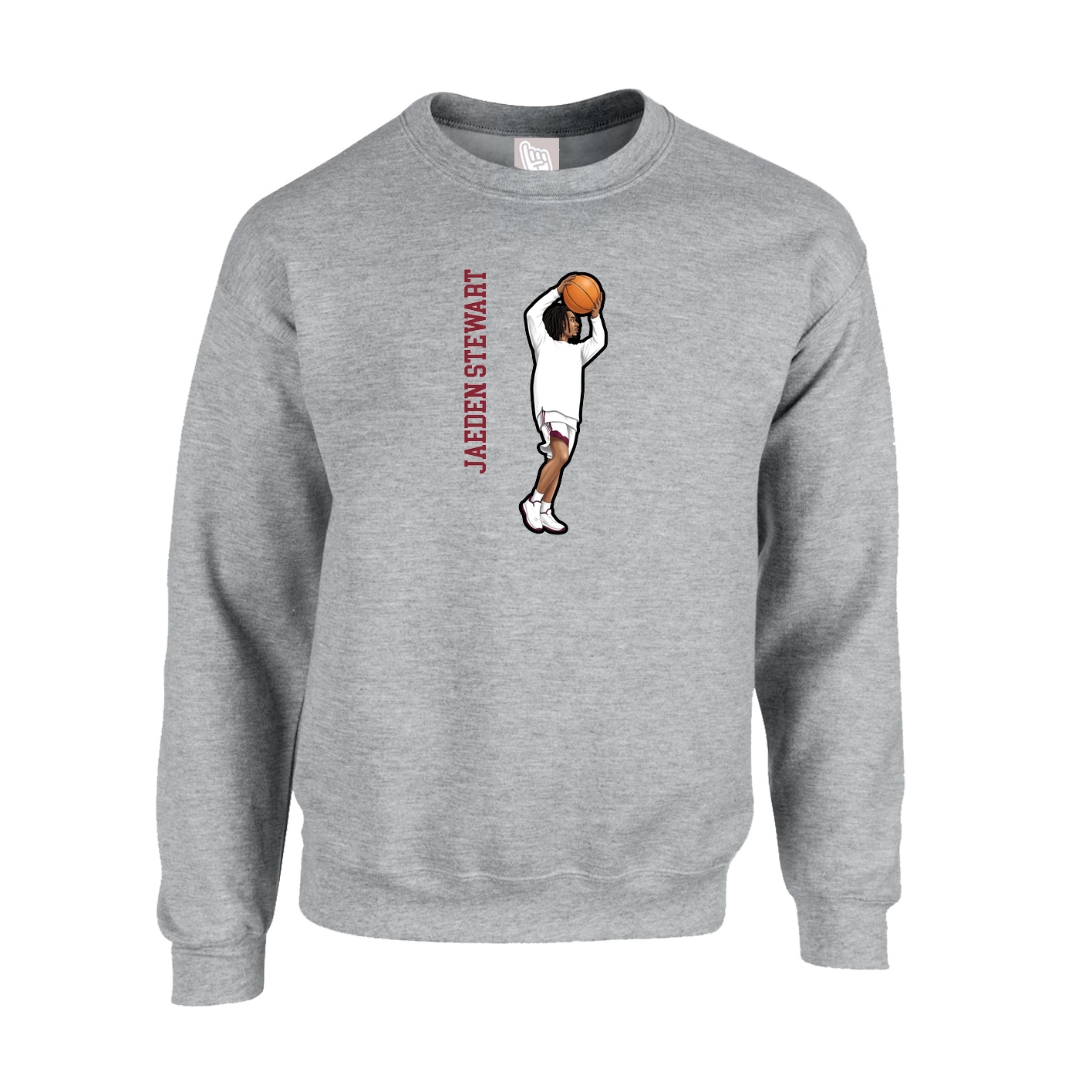 Fleece Crew — Name Vertical in Grey