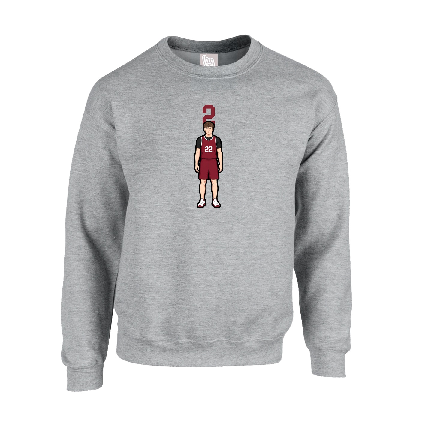 Fleece Crew — Number Top in Grey