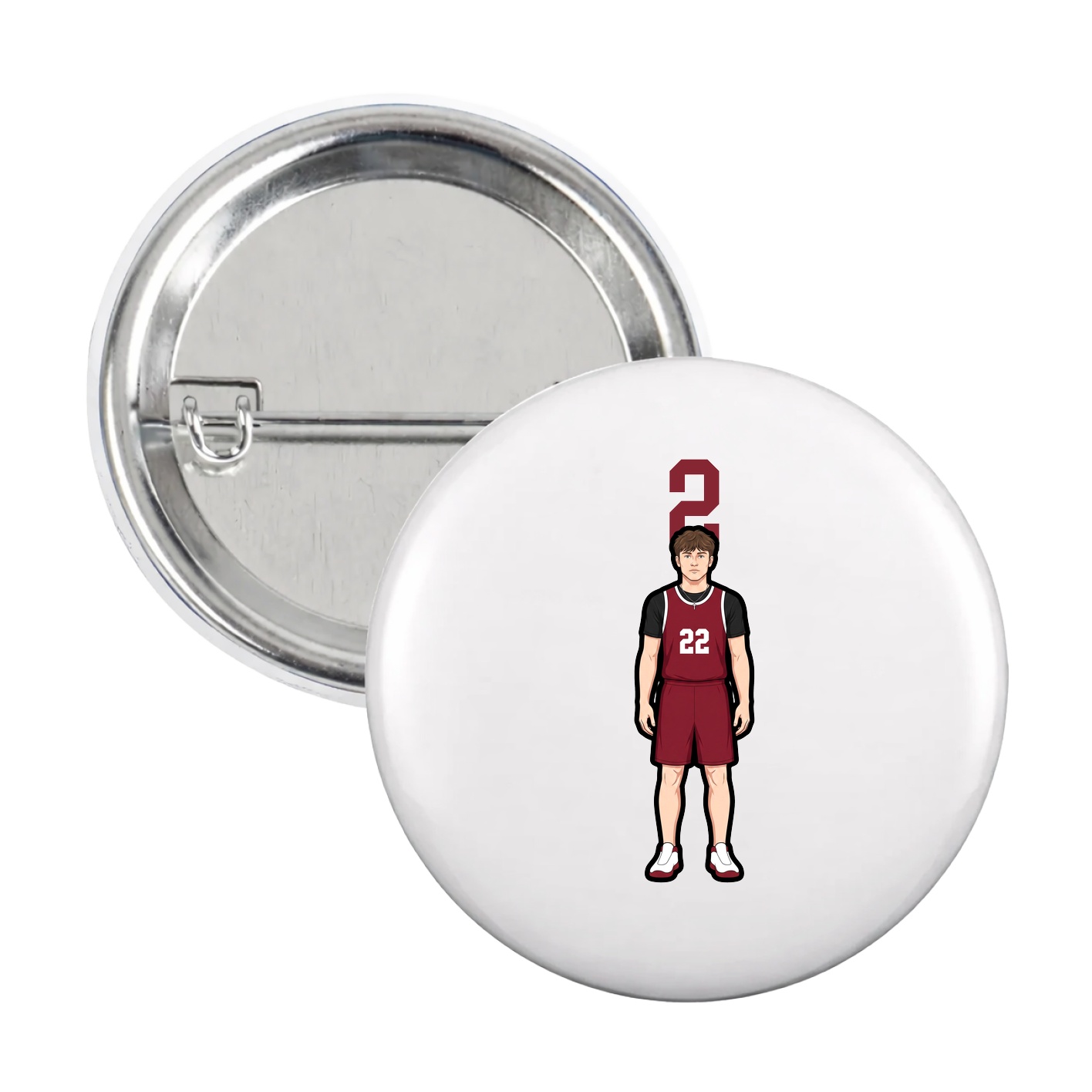 Game Day Button — Number Top in White