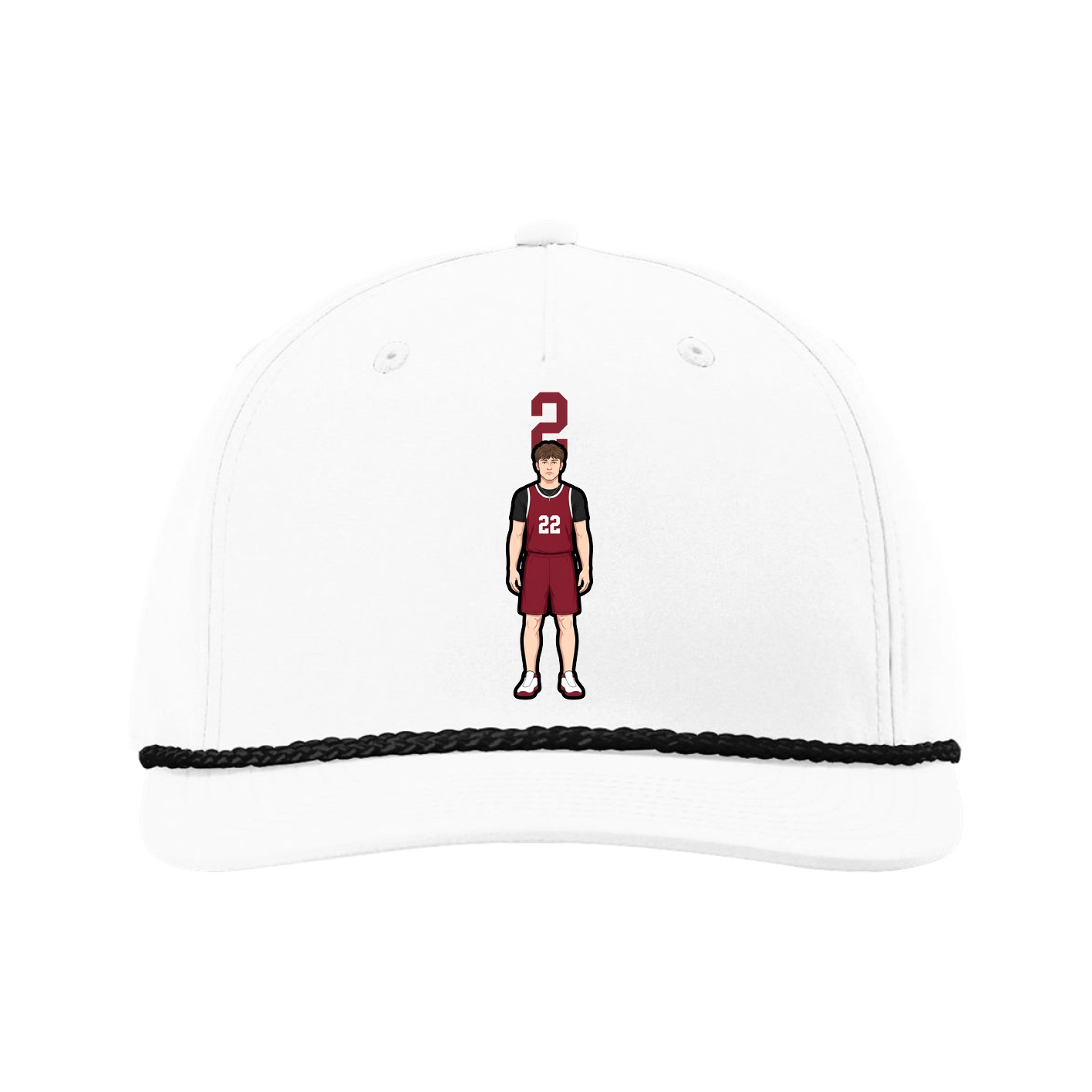 Five-Panel Classic Rope Cap — Number Top in White