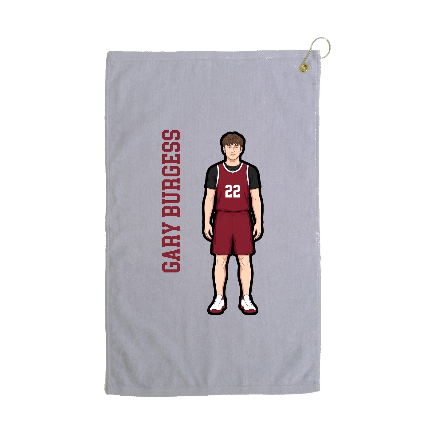 Golf Towel — Name Vertical in Grey