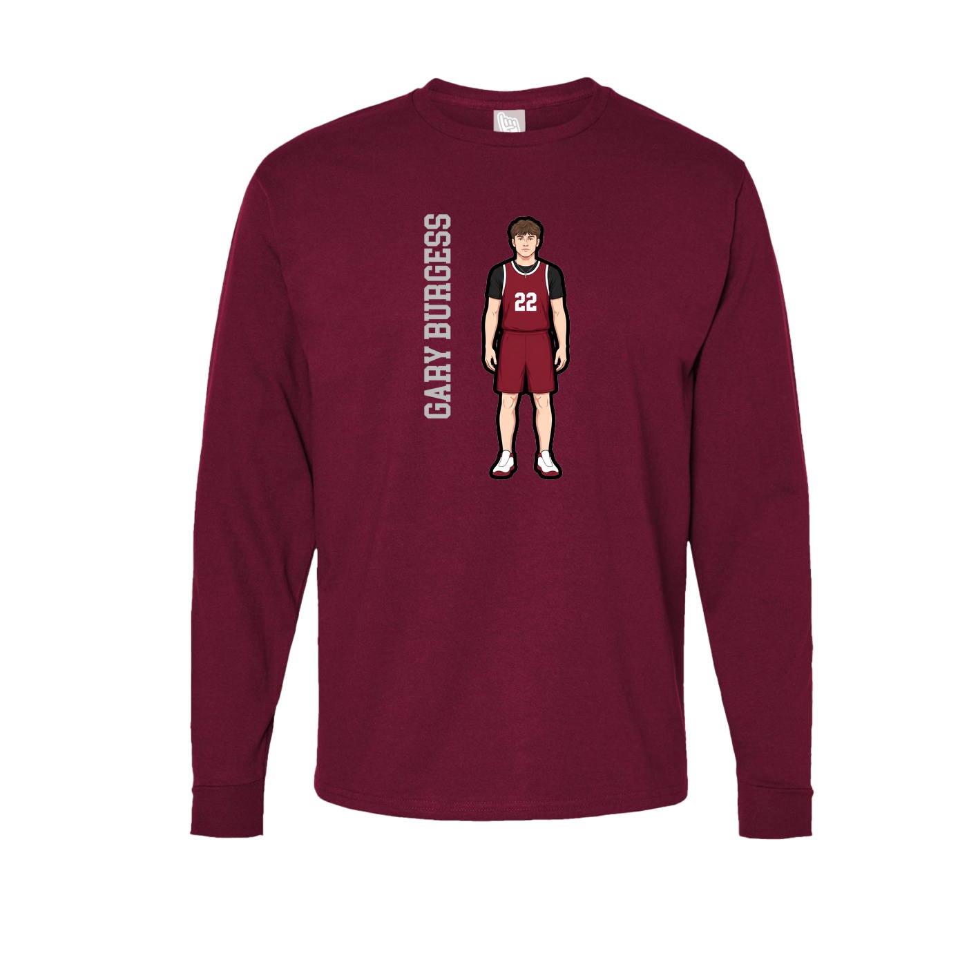 Long Sleeve Tee — Name Vertical in Cardinal