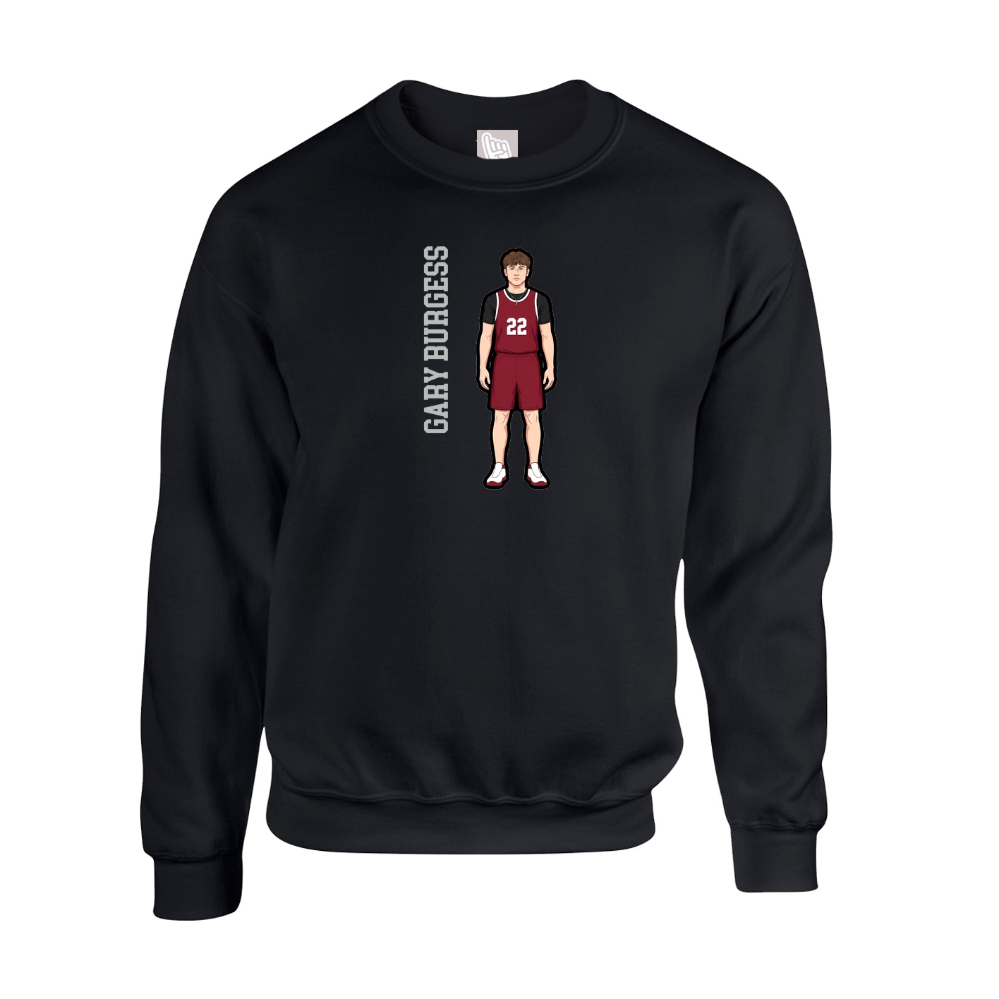 Fleece Crew — Name Vertical in Black