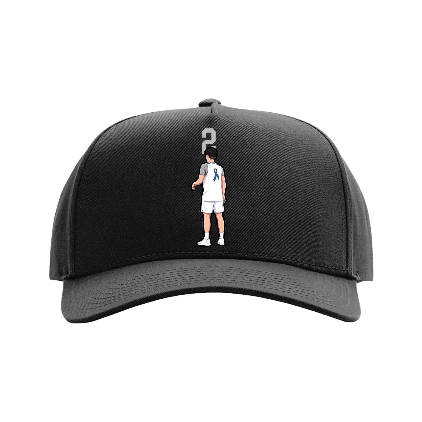 Full Fabric Five-Panel Champ Cap — Number Top in Black