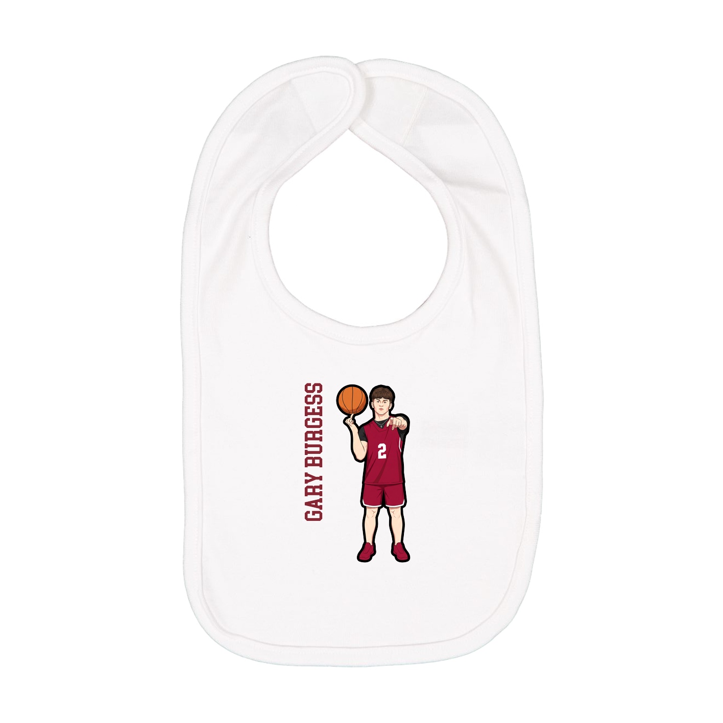 Infant Bib — Name Vertical in White