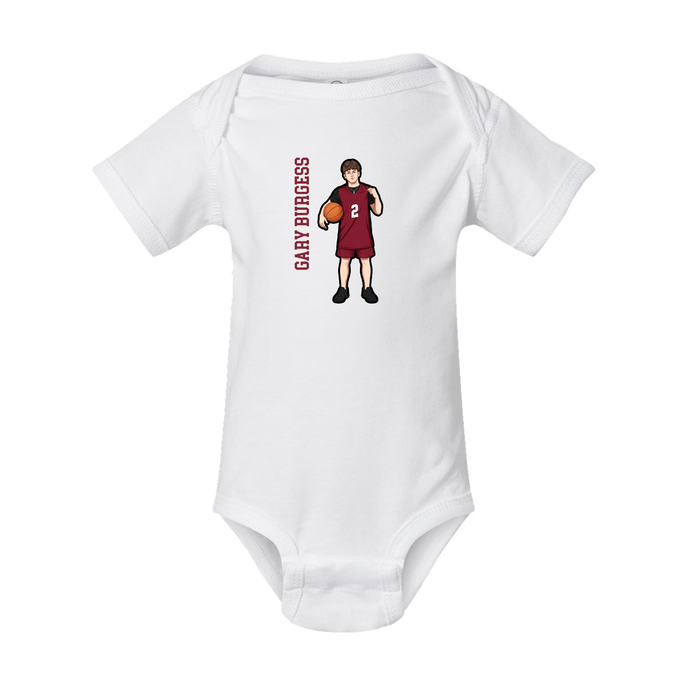 Baby Onesie — Name Vertical in White