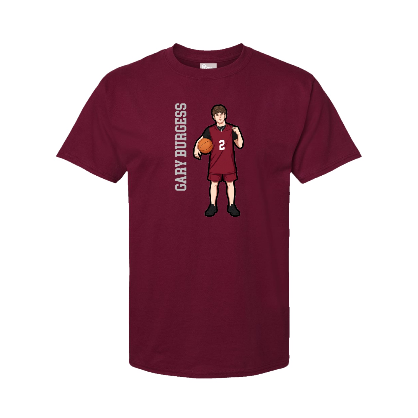 Youth Tee — Name Vertical in Cardinal