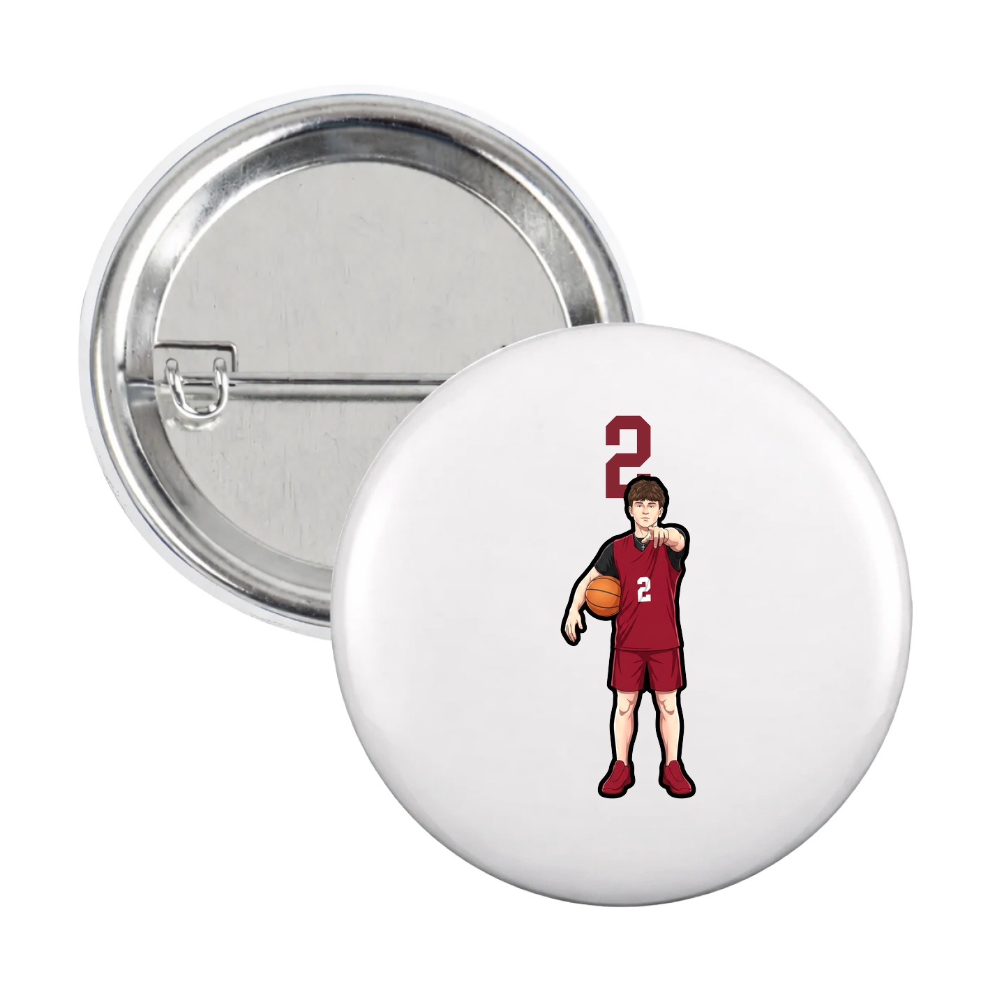 Game Day Button — Number Top in White