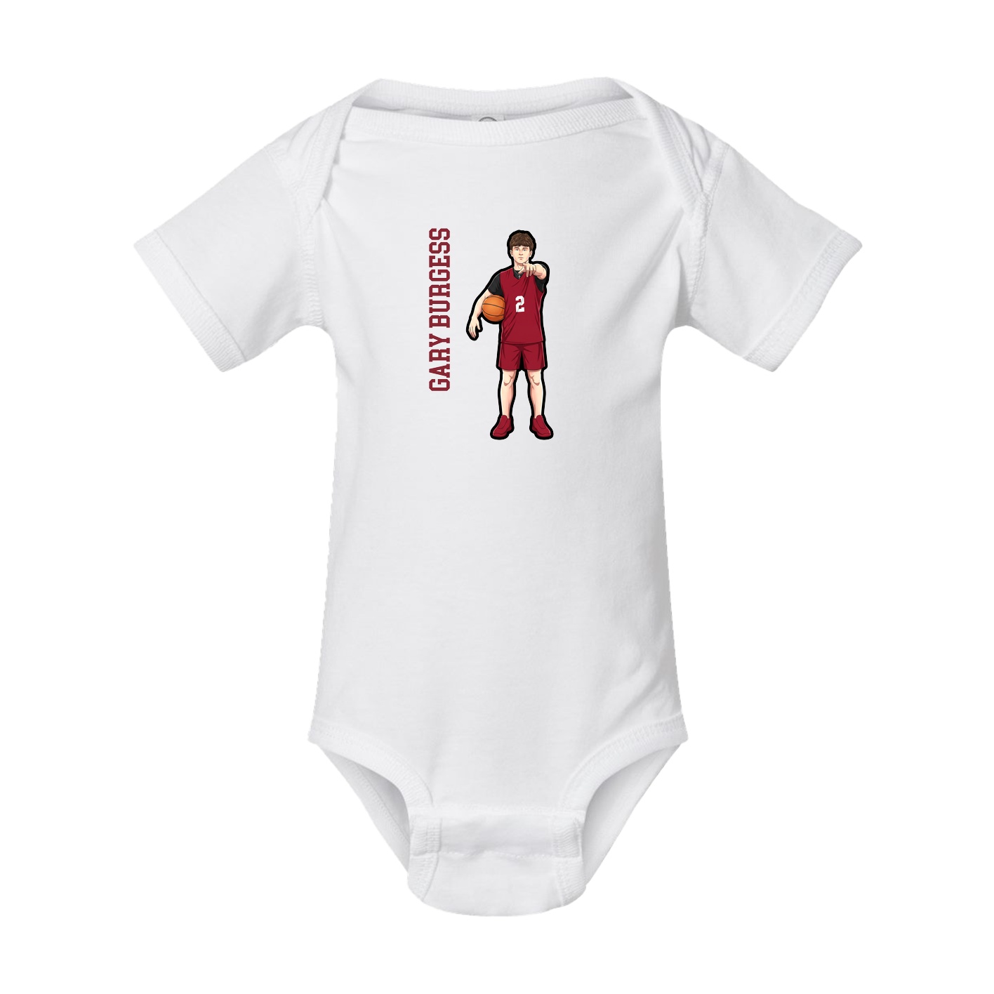 Baby Onesie — Name Vertical in White