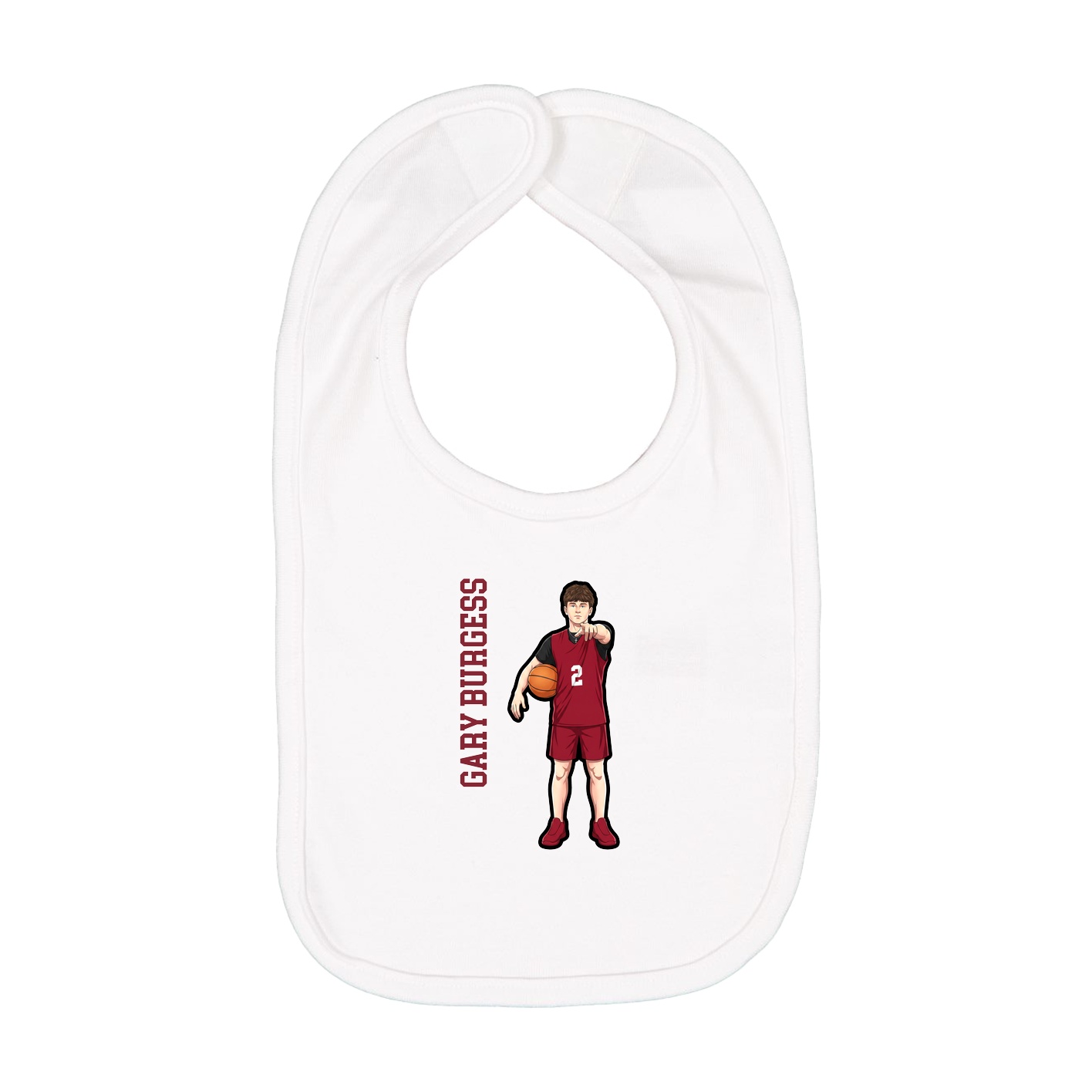 Infant Bib — Name Vertical in White