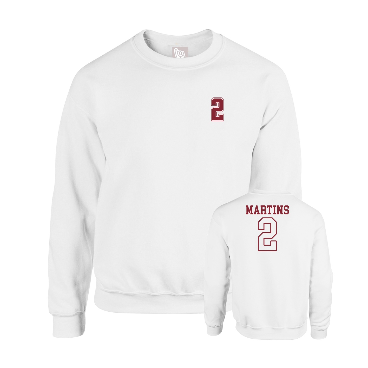 Fleece Crew — Chest Back in White