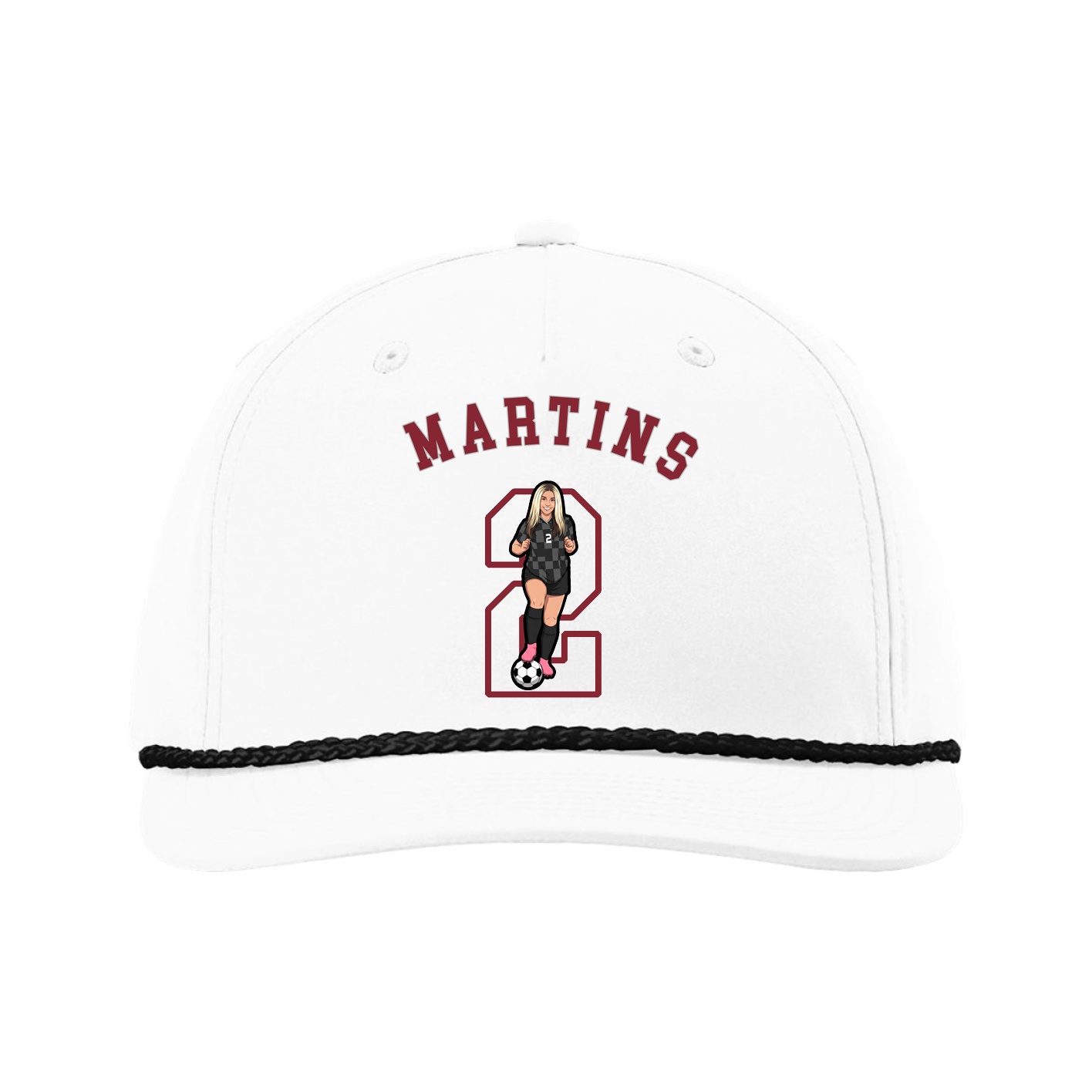 Five-Panel Classic Rope Cap — Shirsey Arch in White