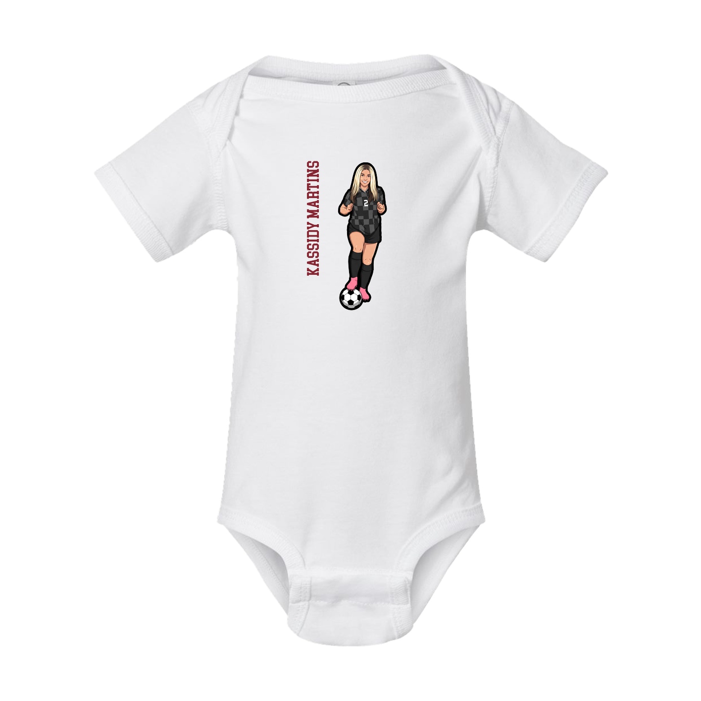 Baby Onesie — Name Vertical in White