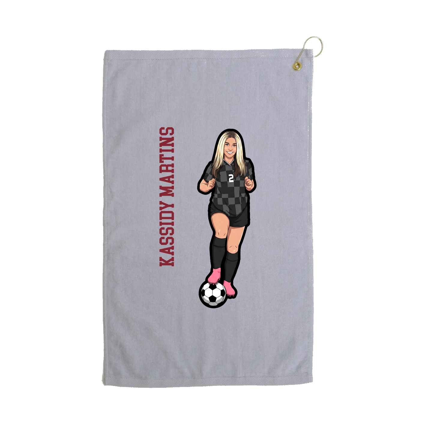 Golf Towel — Name Vertical in Grey