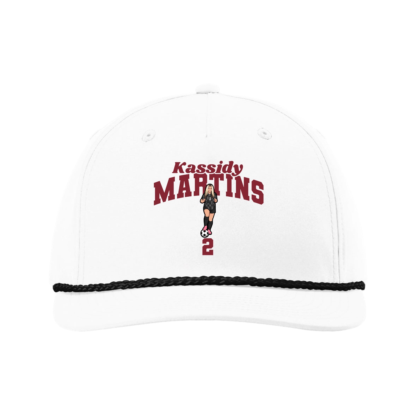 Five-Panel Classic Rope Cap — Signature Arch in White