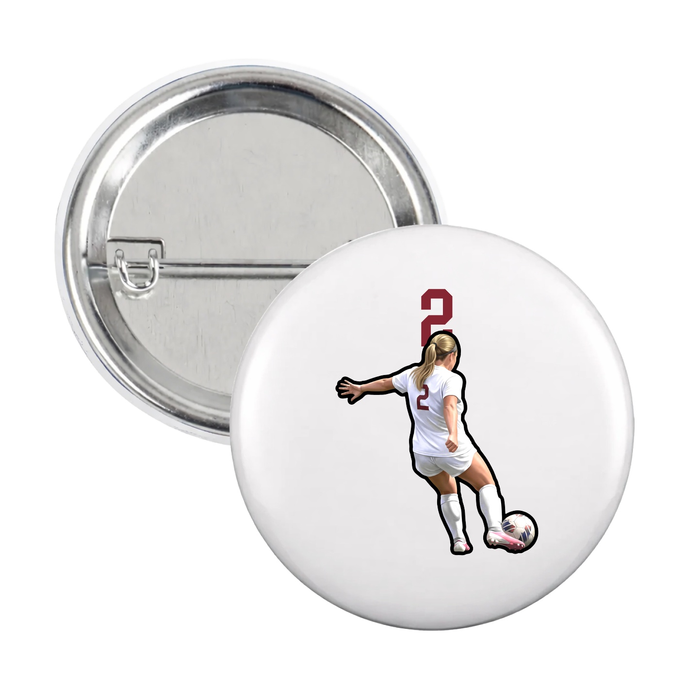 Game Day Button — Number Top in White