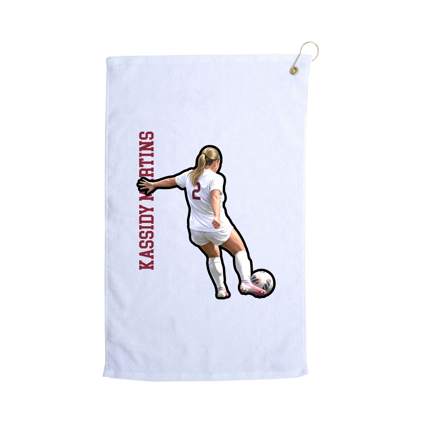 Golf Towel — Name Vertical in White
