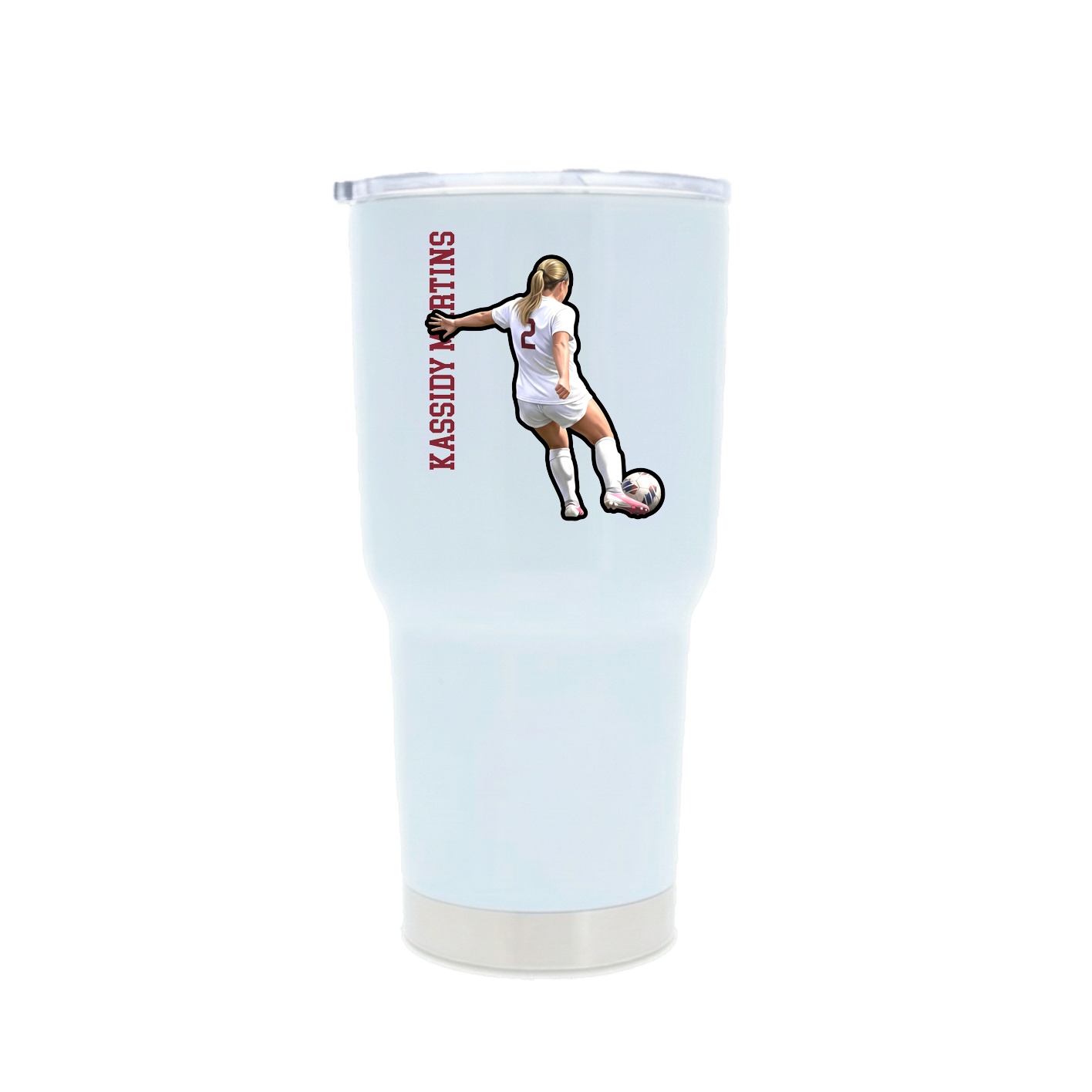 30oz Stainless Steel Tumbler — Name Vertical in White