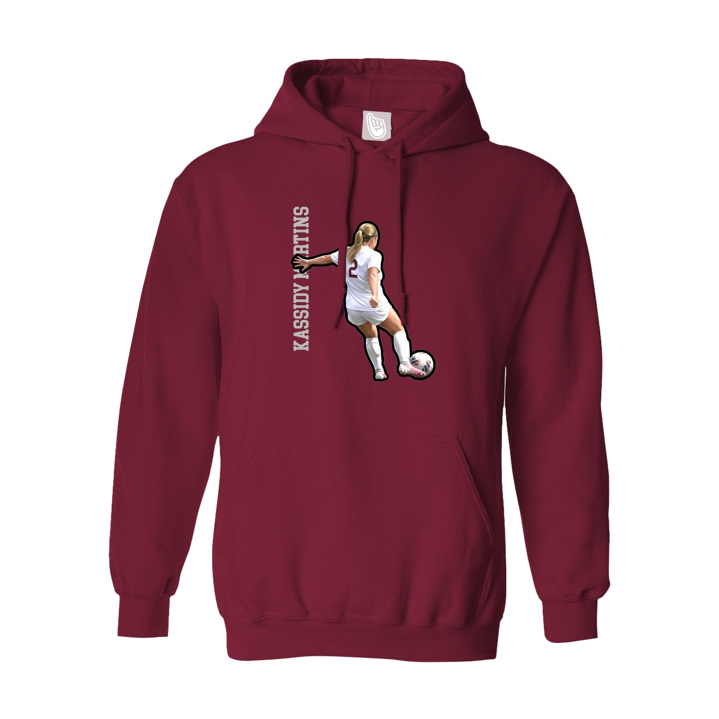 Hoodie — Name Vertical in Cardinal