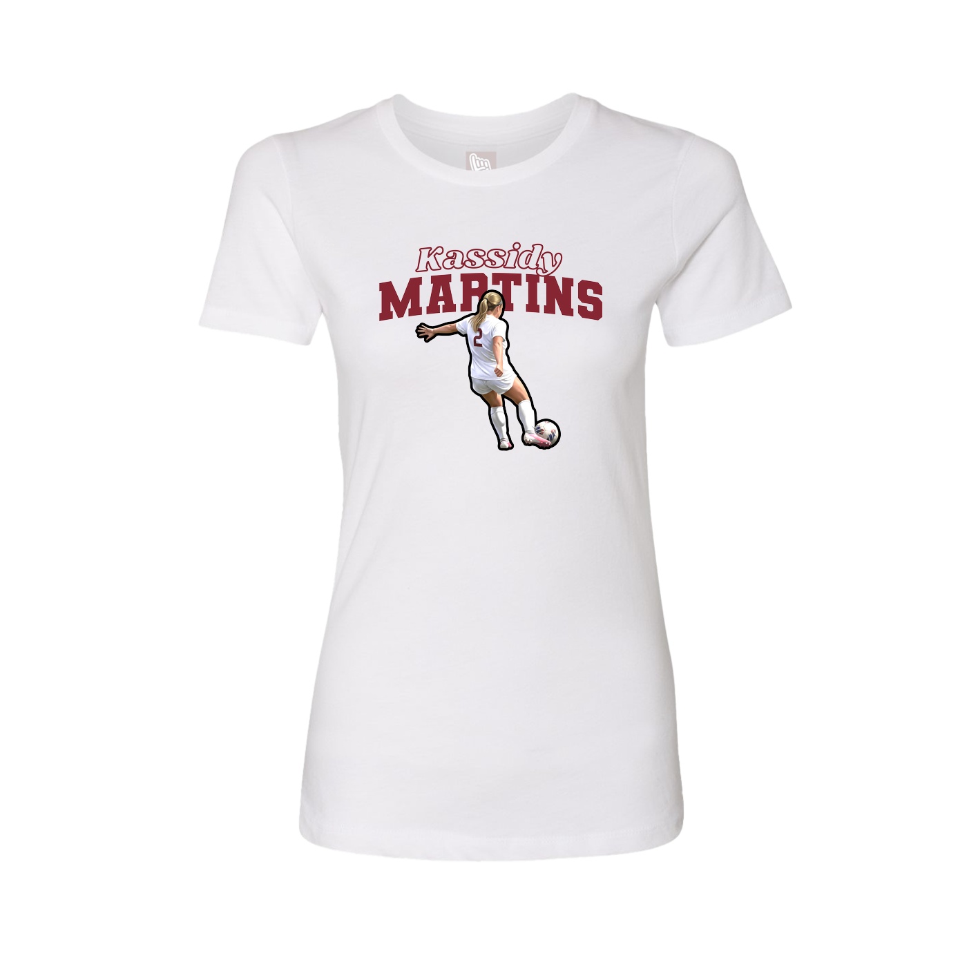 Fitted Women's Tee — Name Arch in White